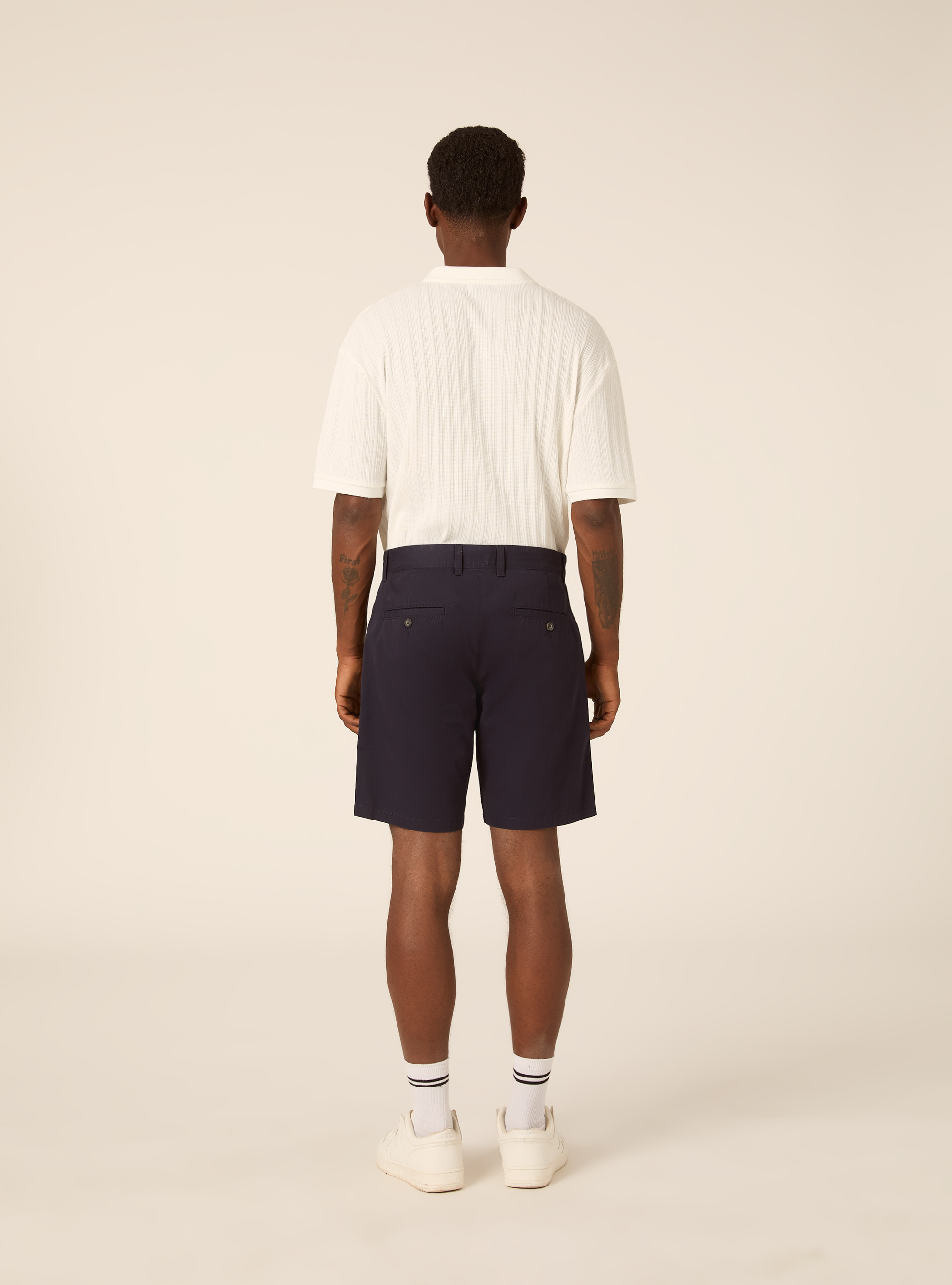 Bermudas de sarga de ajuste liso, NA1 NAVY DARK