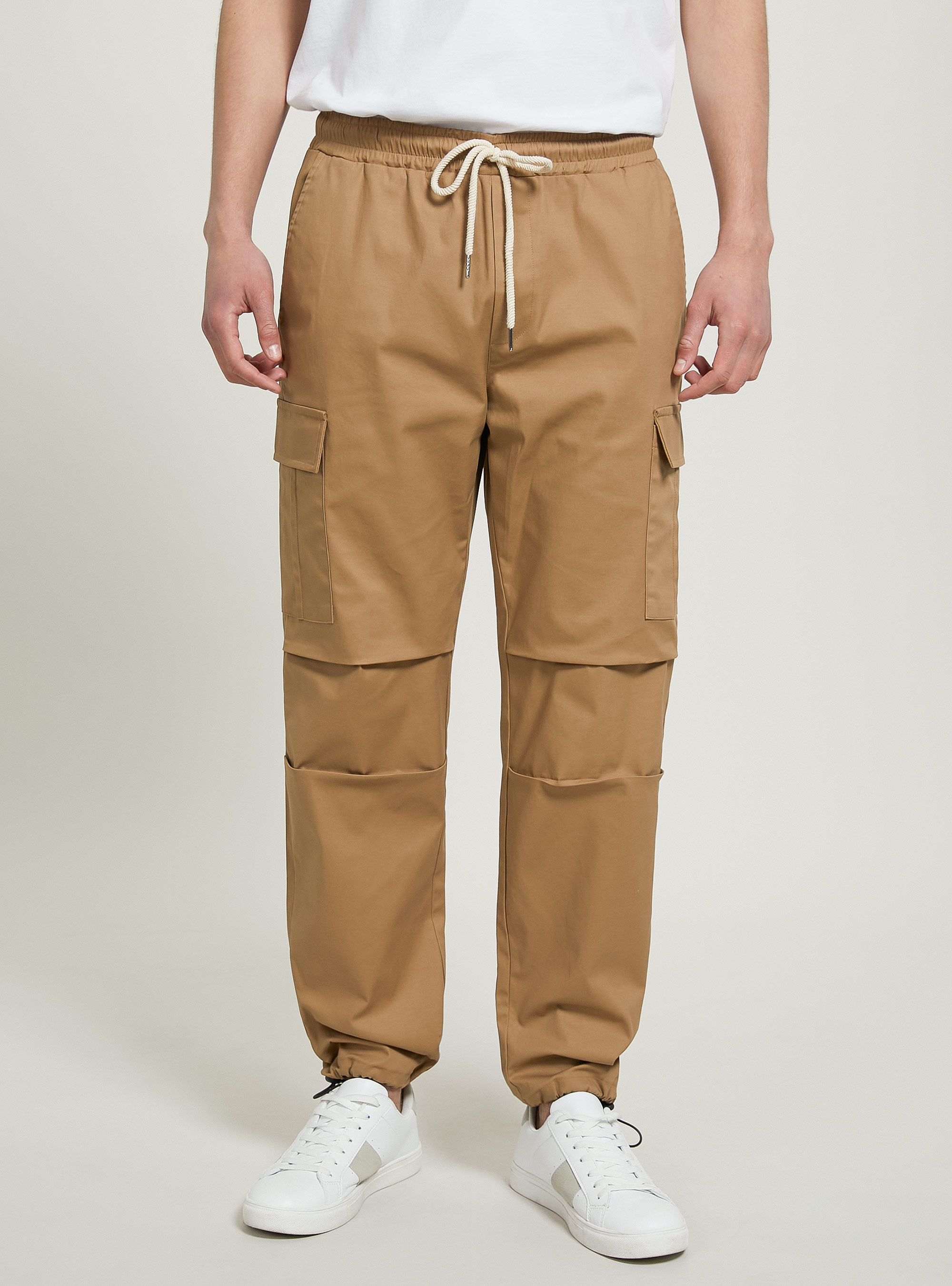 Pantaloni parachute con tasconi, BG1 BEIGE DARK