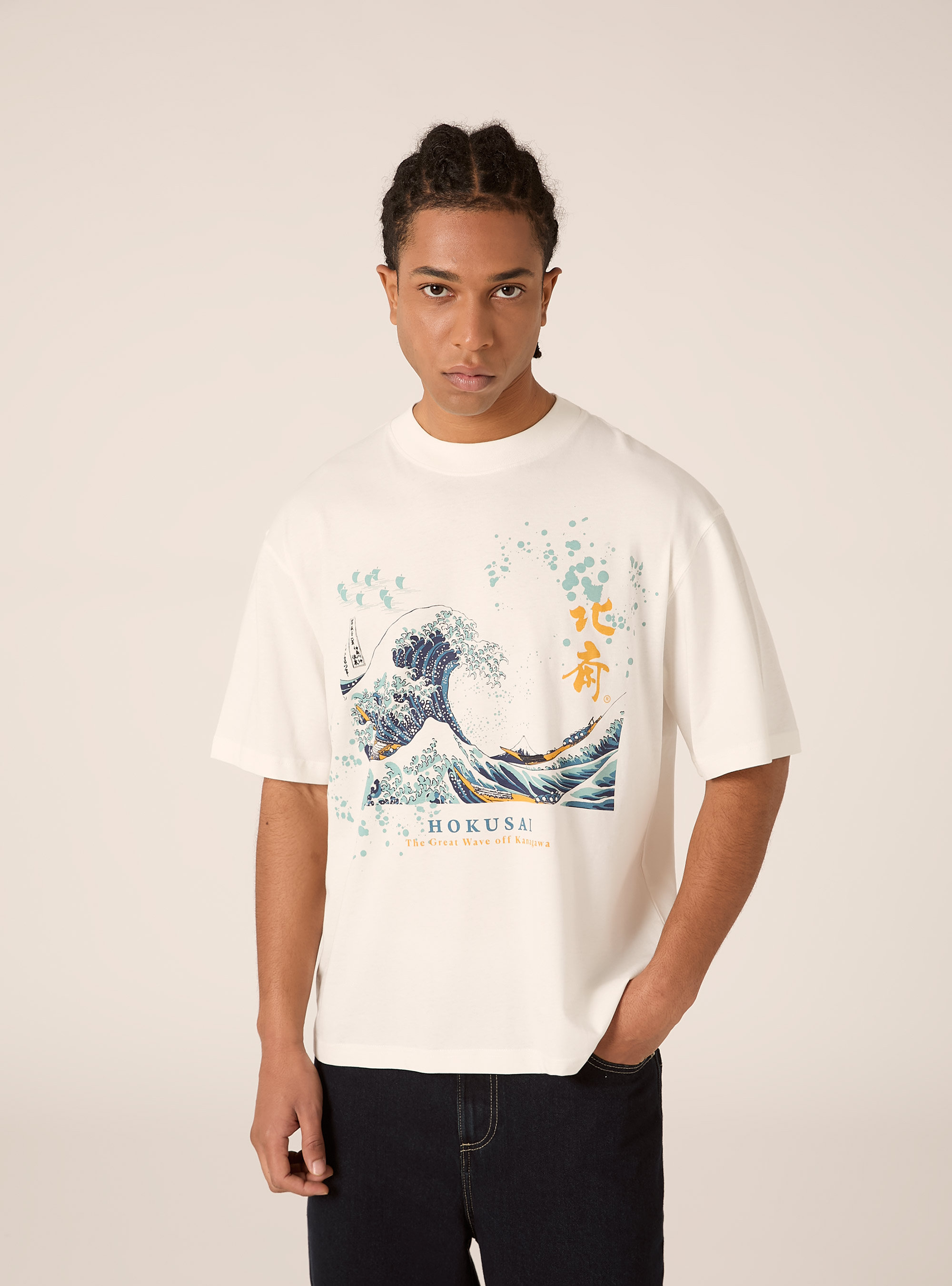 Katsushika Hokusai boxy fit T-shirt / Alcott, WH2 WHITE