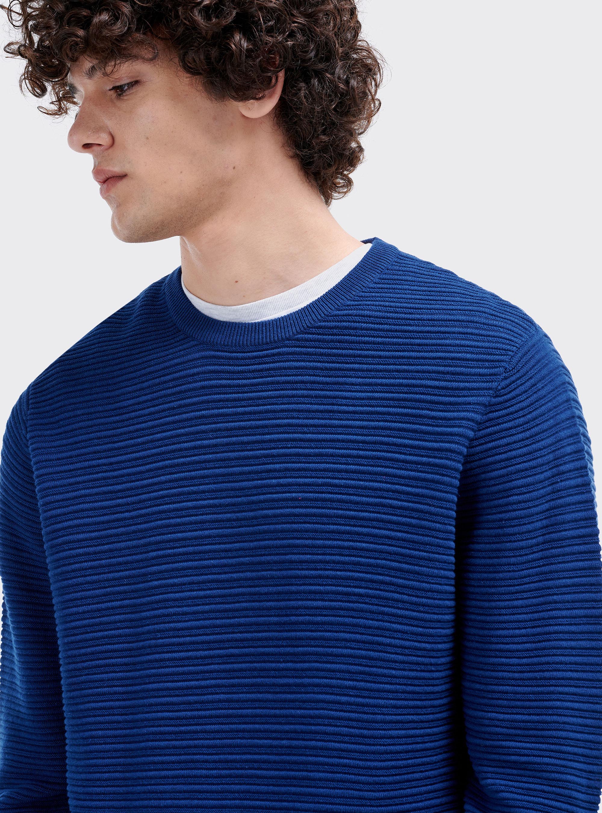 Jersey básico con cuello redondo de punto estructurado, C2230 ROYALE