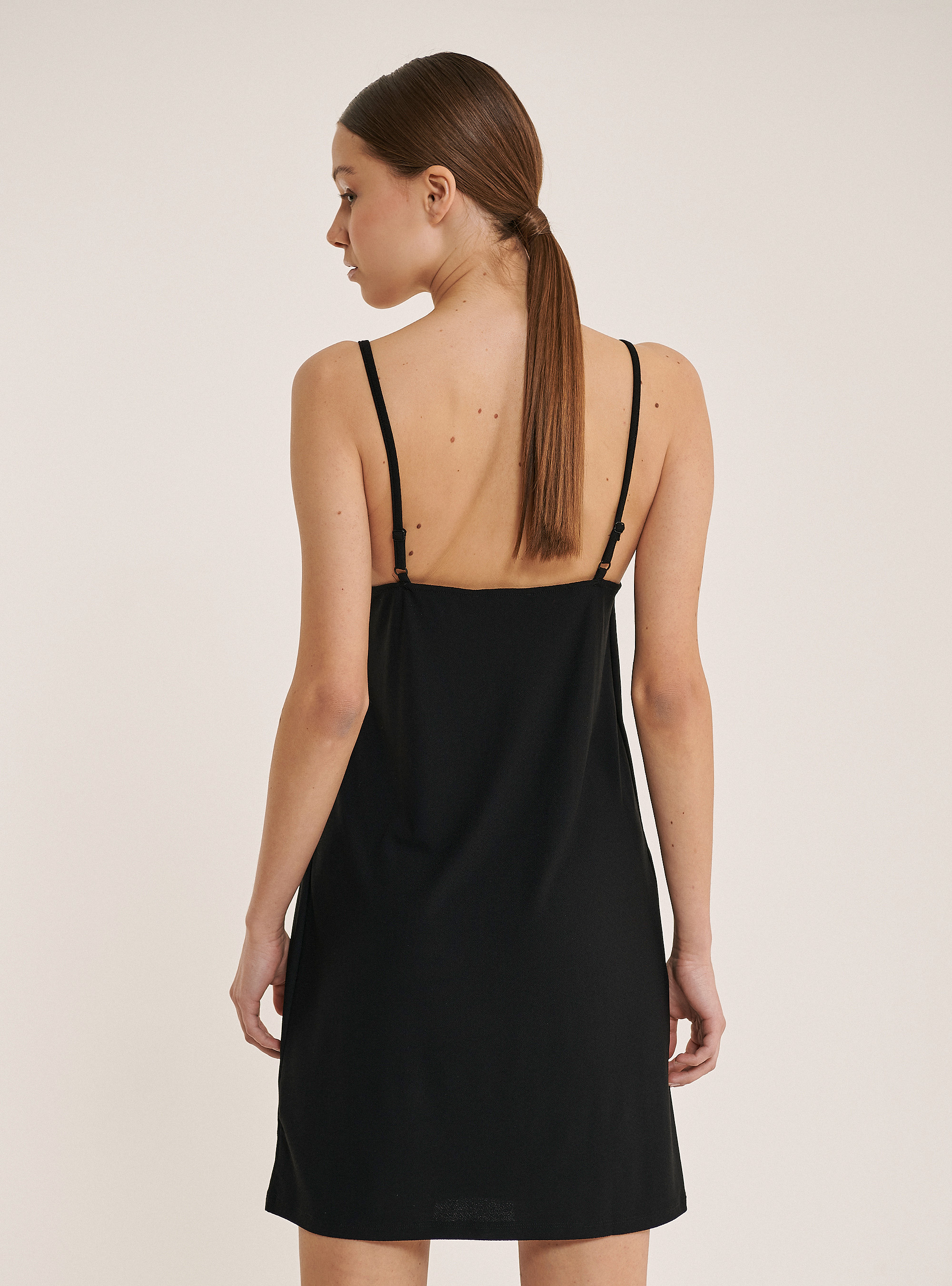 Mini V-neck dress, BLACK