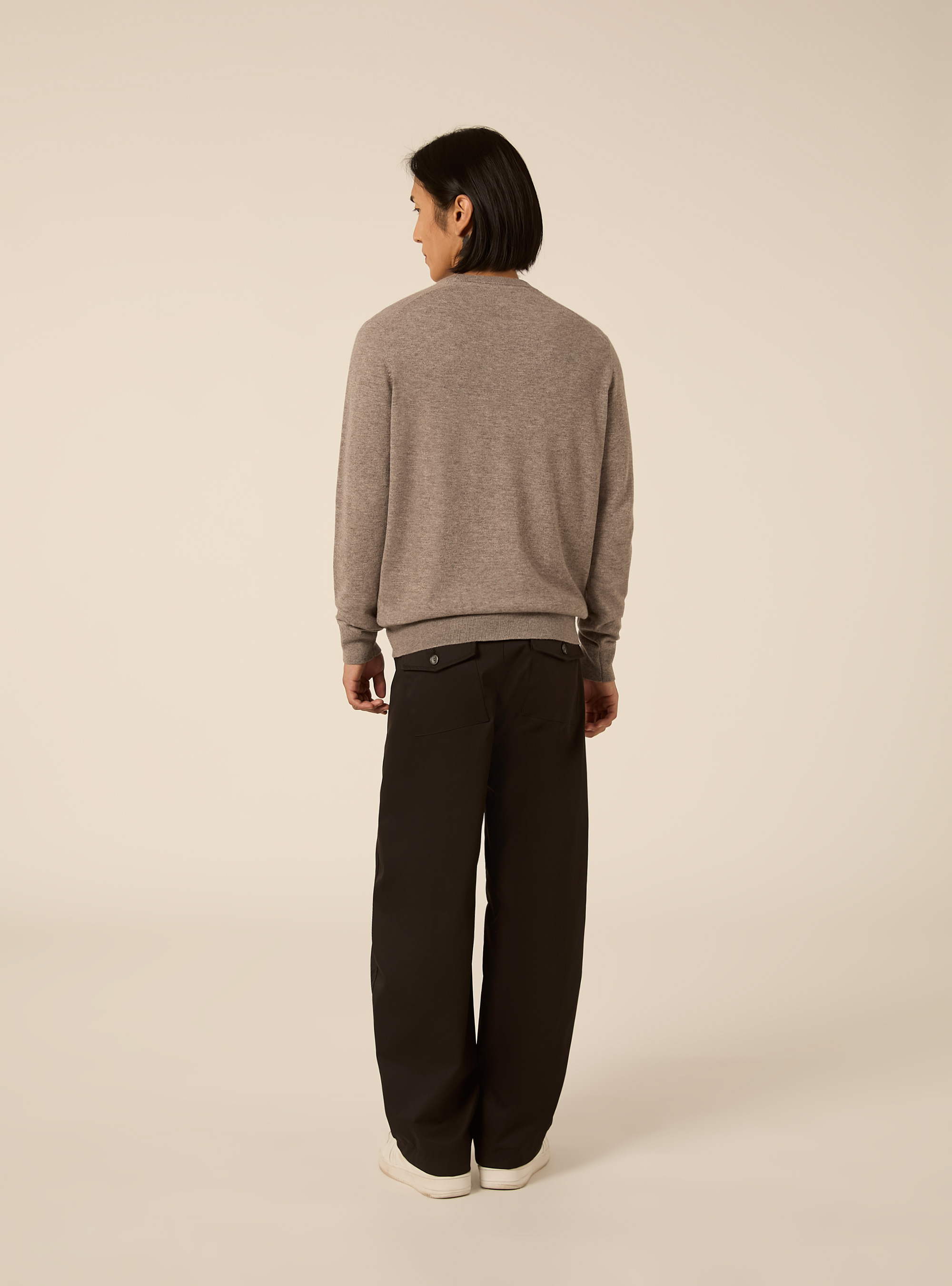 Rundhals pullover aus wolle und kaschmirmischung, MTB2 TOBACCO MEL MED