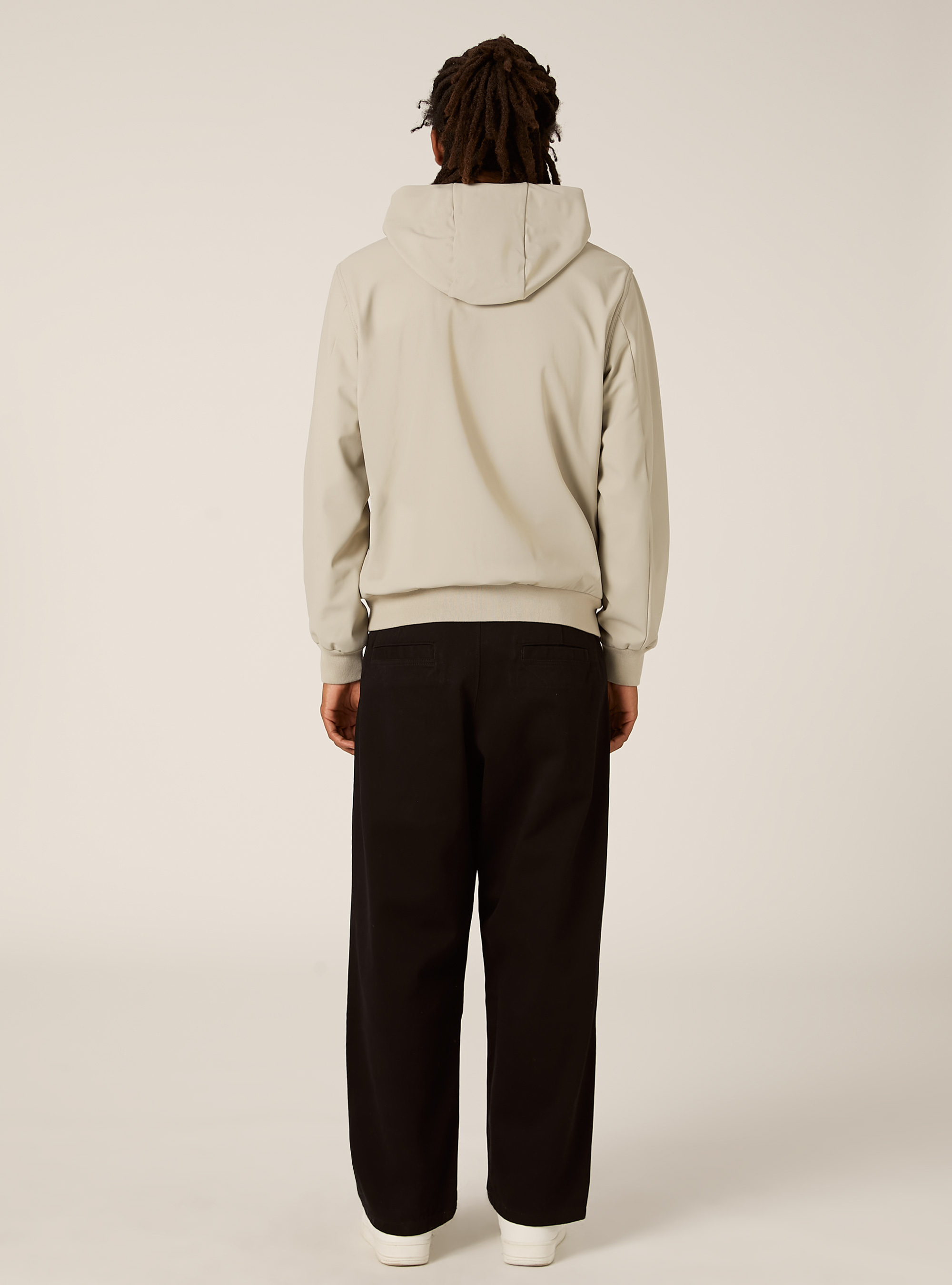 Technical fabric jacket with hood, CR3 CREAM LIGHT