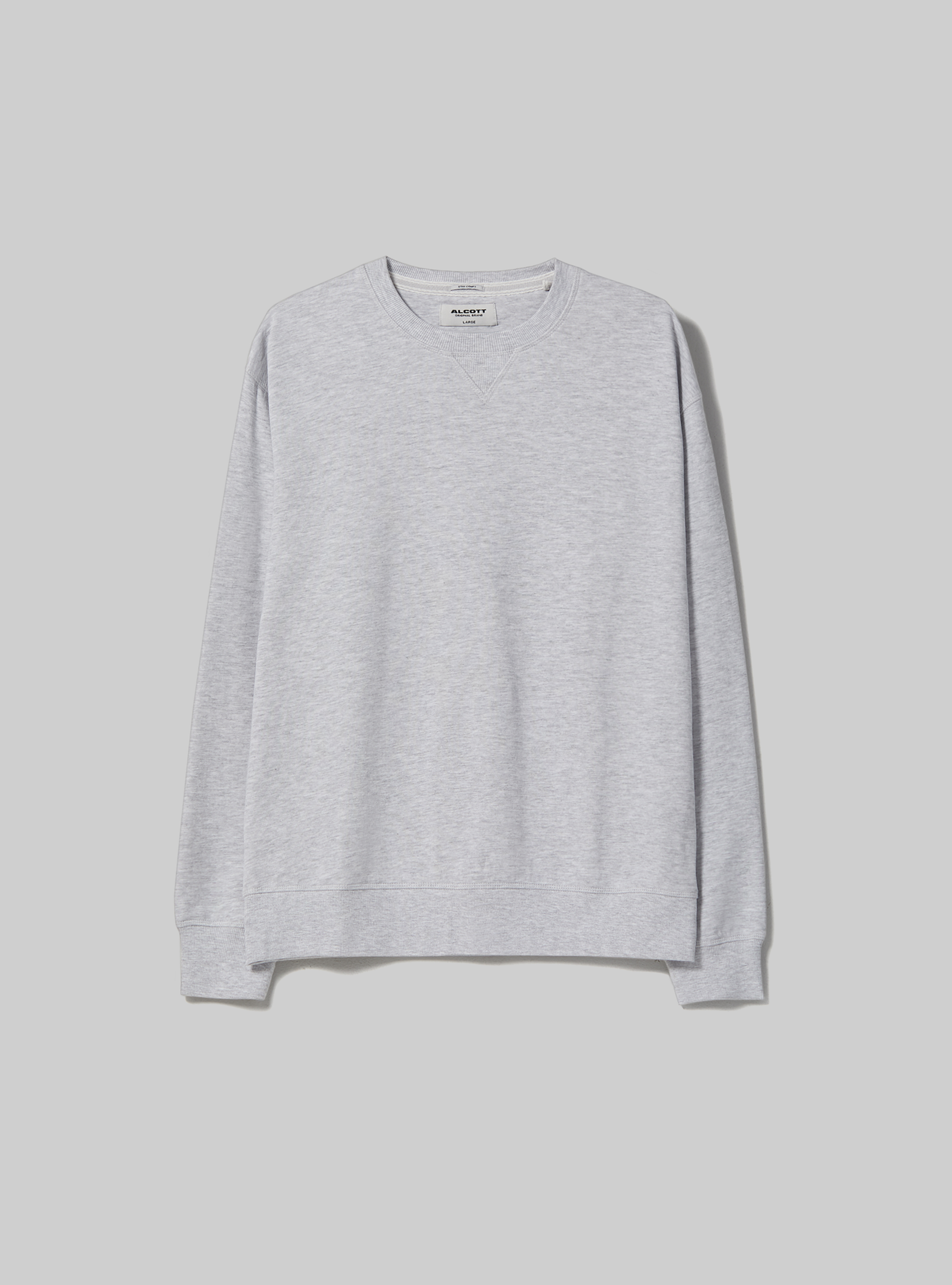 Plain-coloured crew-neck sweatshirt, MGY3 GREY MEL LIGHT