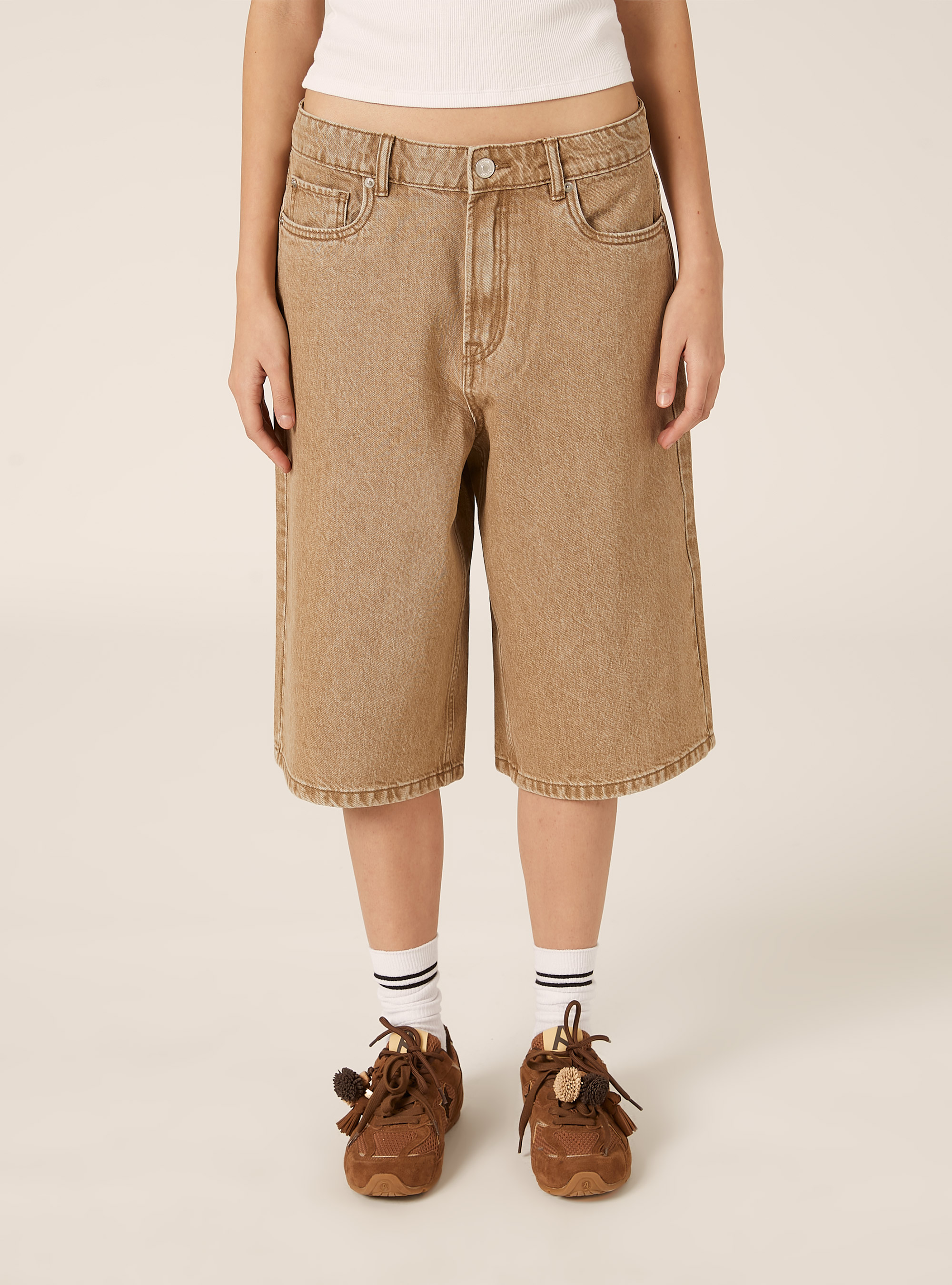 Bermuda jort fit in denim colorato, TB2 TOBACCO MEDIUM