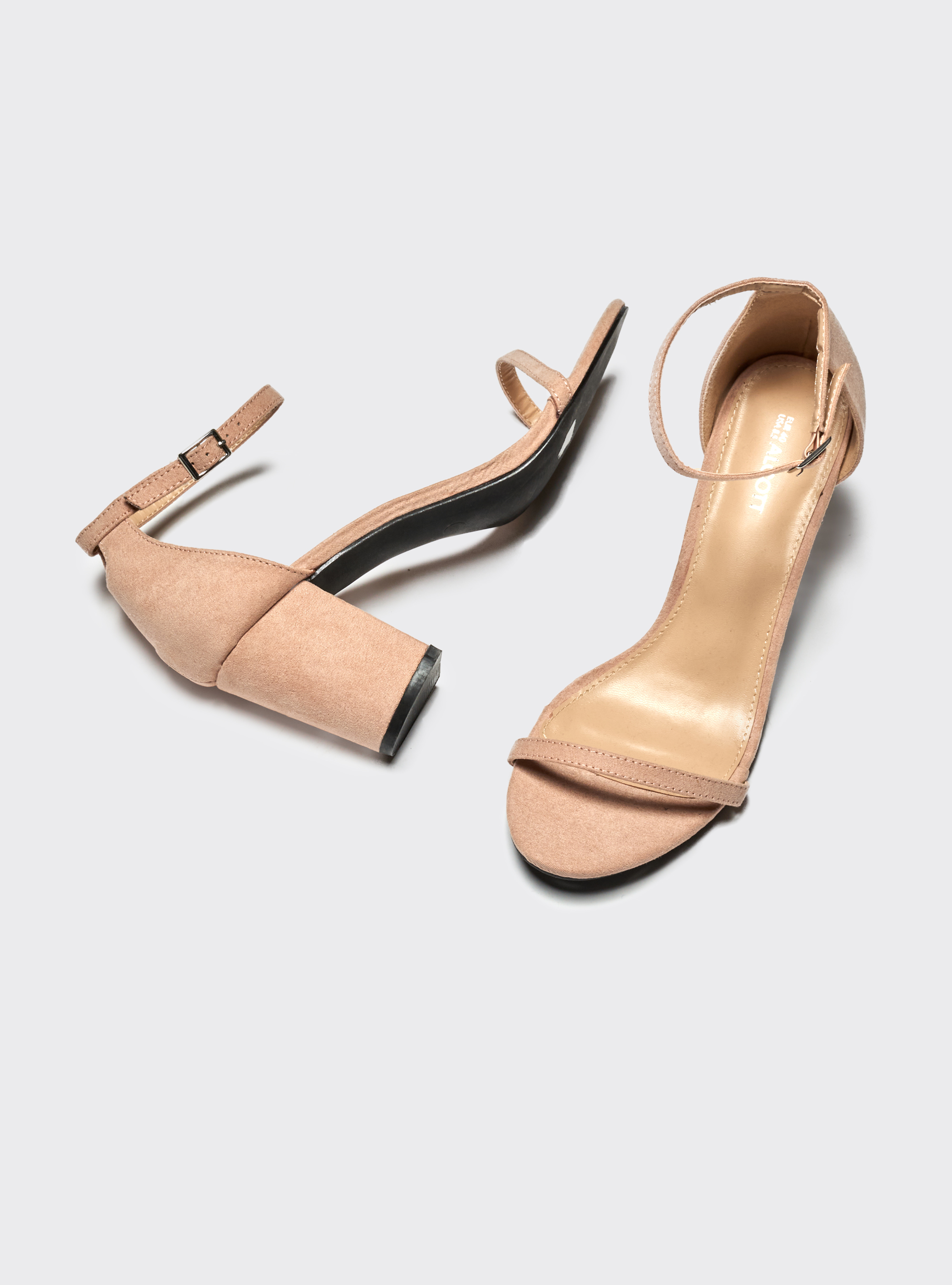 Sandali effetto camoscio con tacco largo, C5577 BEIGE