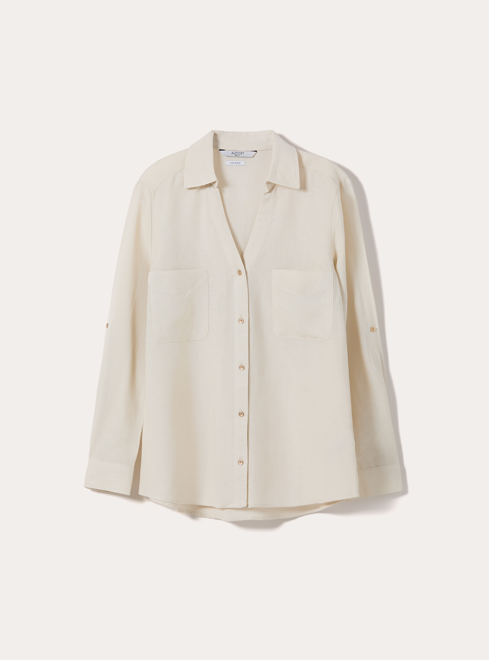 Camicia blusa in misto lino, CR2 CREAM MEDIUM