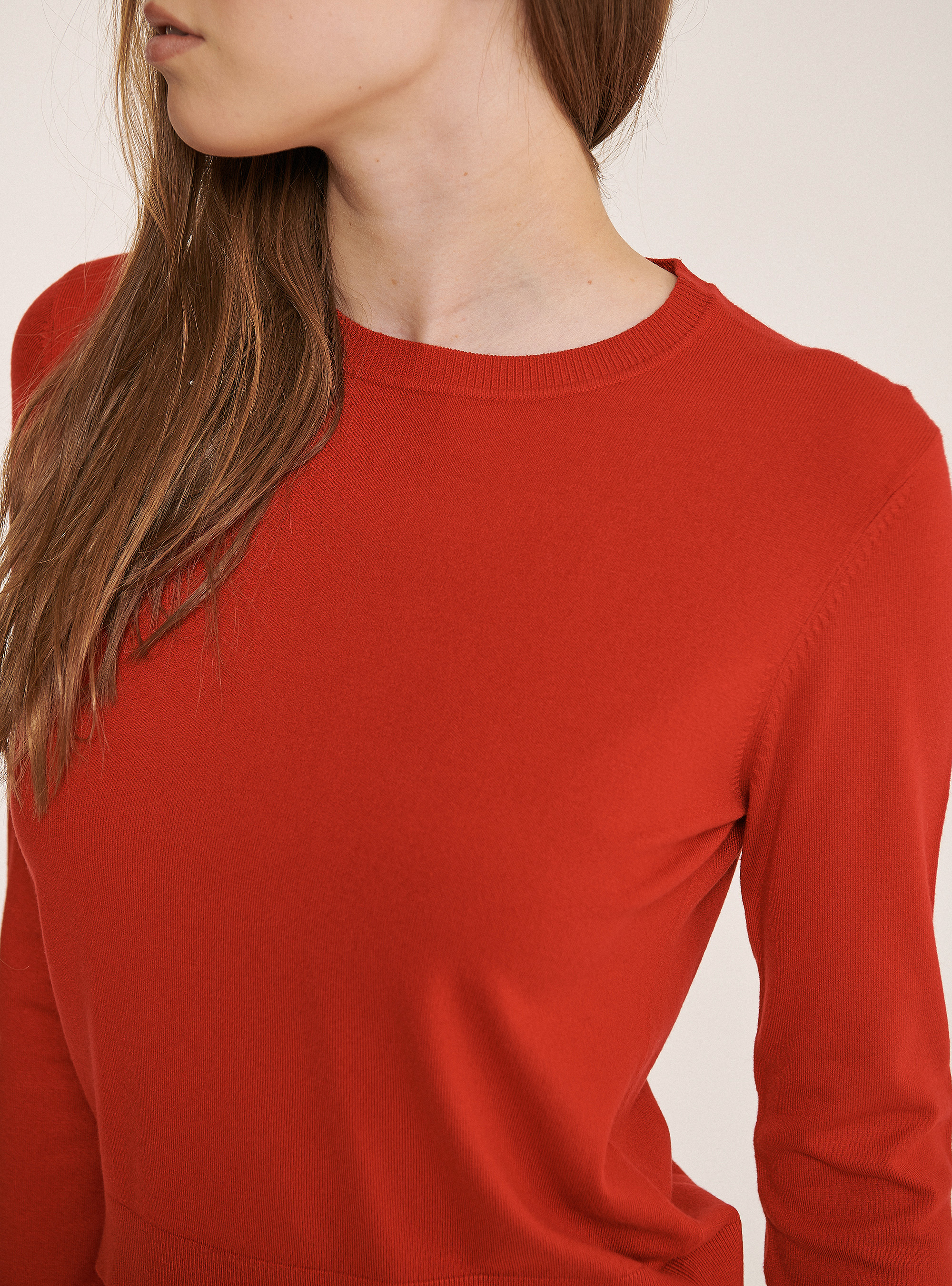 Pull court &agrave; col ras du cou, C4412 RED