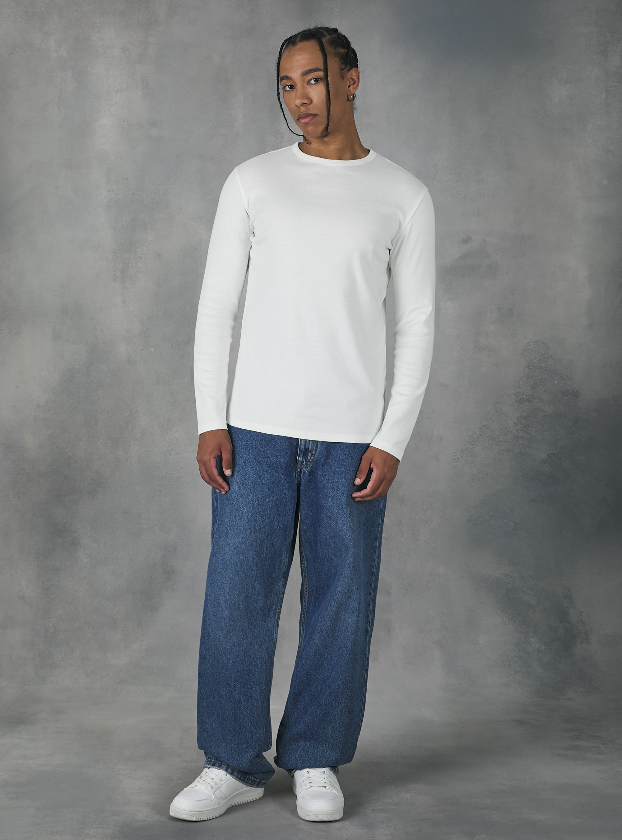 Long-sleeved cotton T-shirt, WH2 WHITE