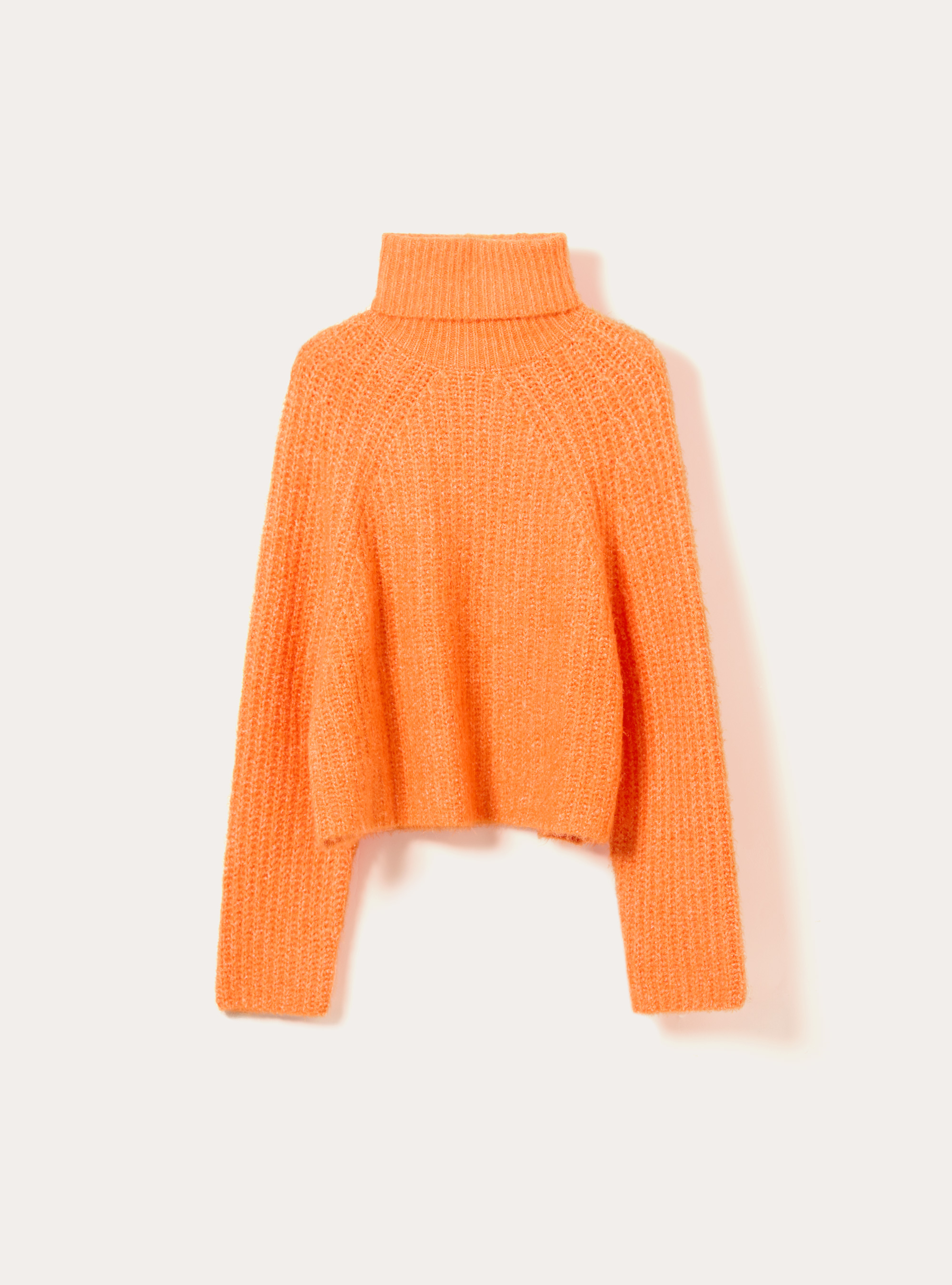 Pullover mit englischem Rippstrick und hohem Kragen, OR3 ORANGE LIGHT