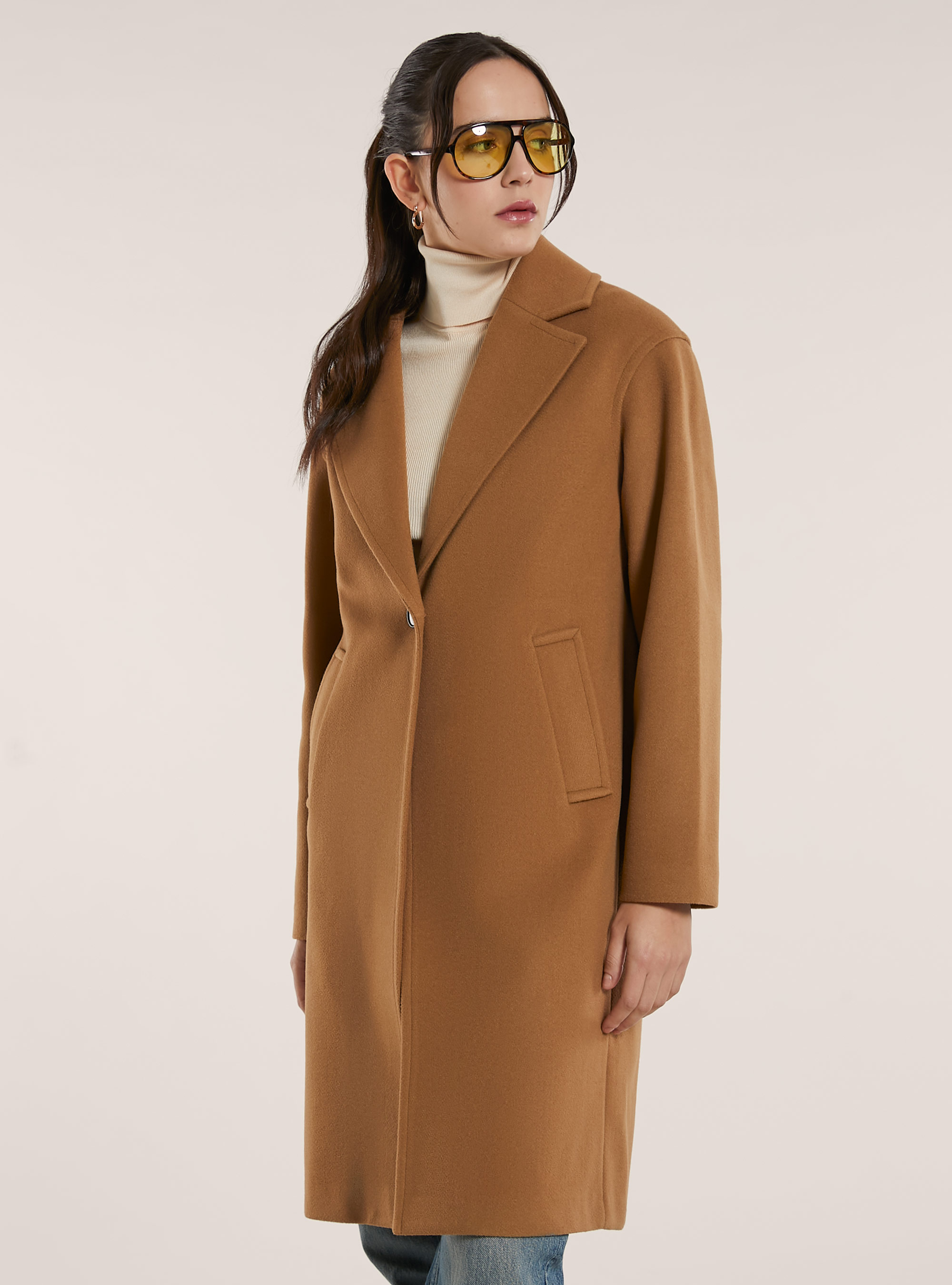 Plain single-breasted coat, TB2 TOBACCO MEDIUM