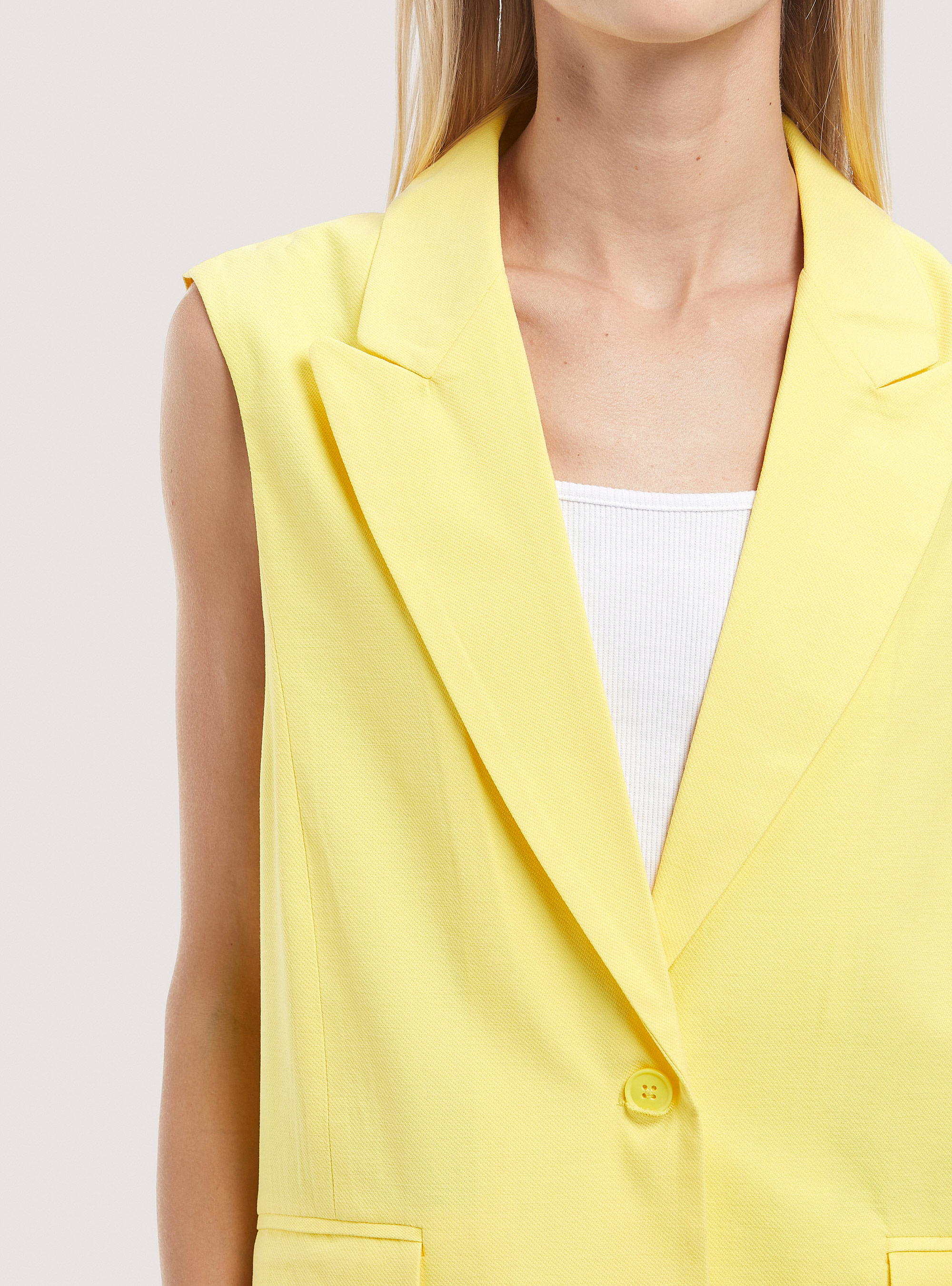 Vest with lapels and pockets, YE2 YELLOW MEDIUM