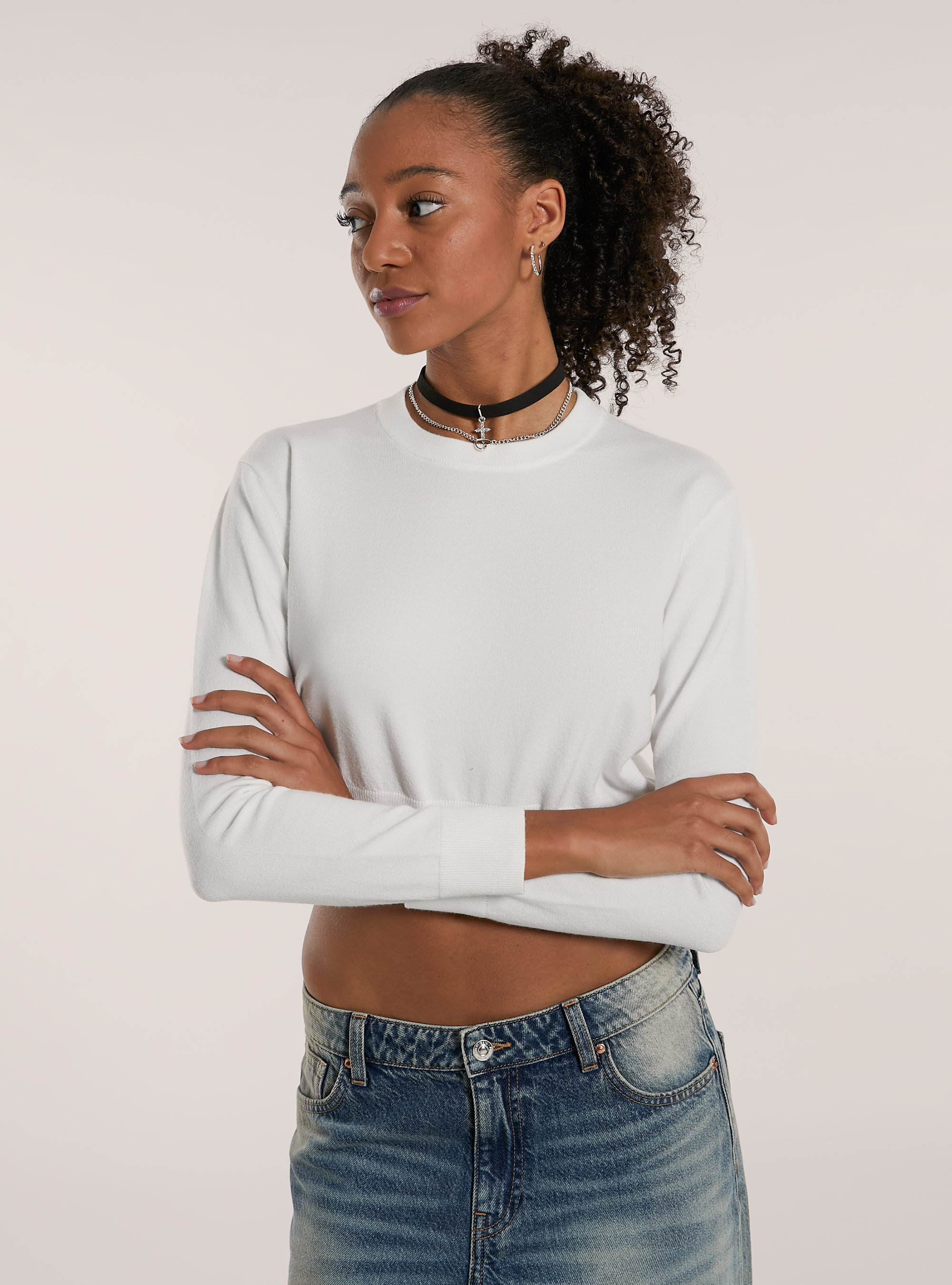 Maglia girocollo boxy, WH2 WHITE