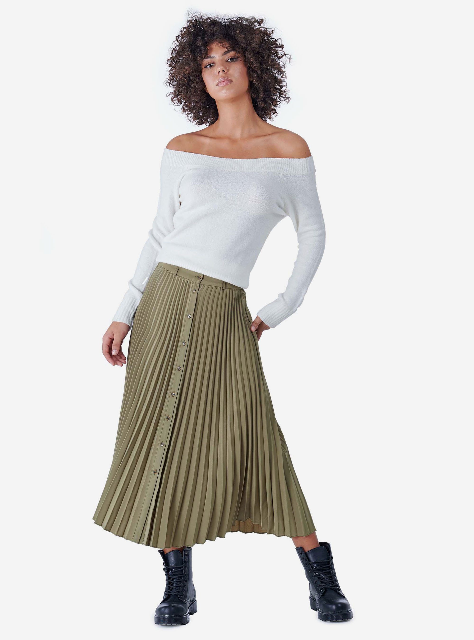 SWEATER WITH WIDE COLLAR, C0009 OFF WHITE