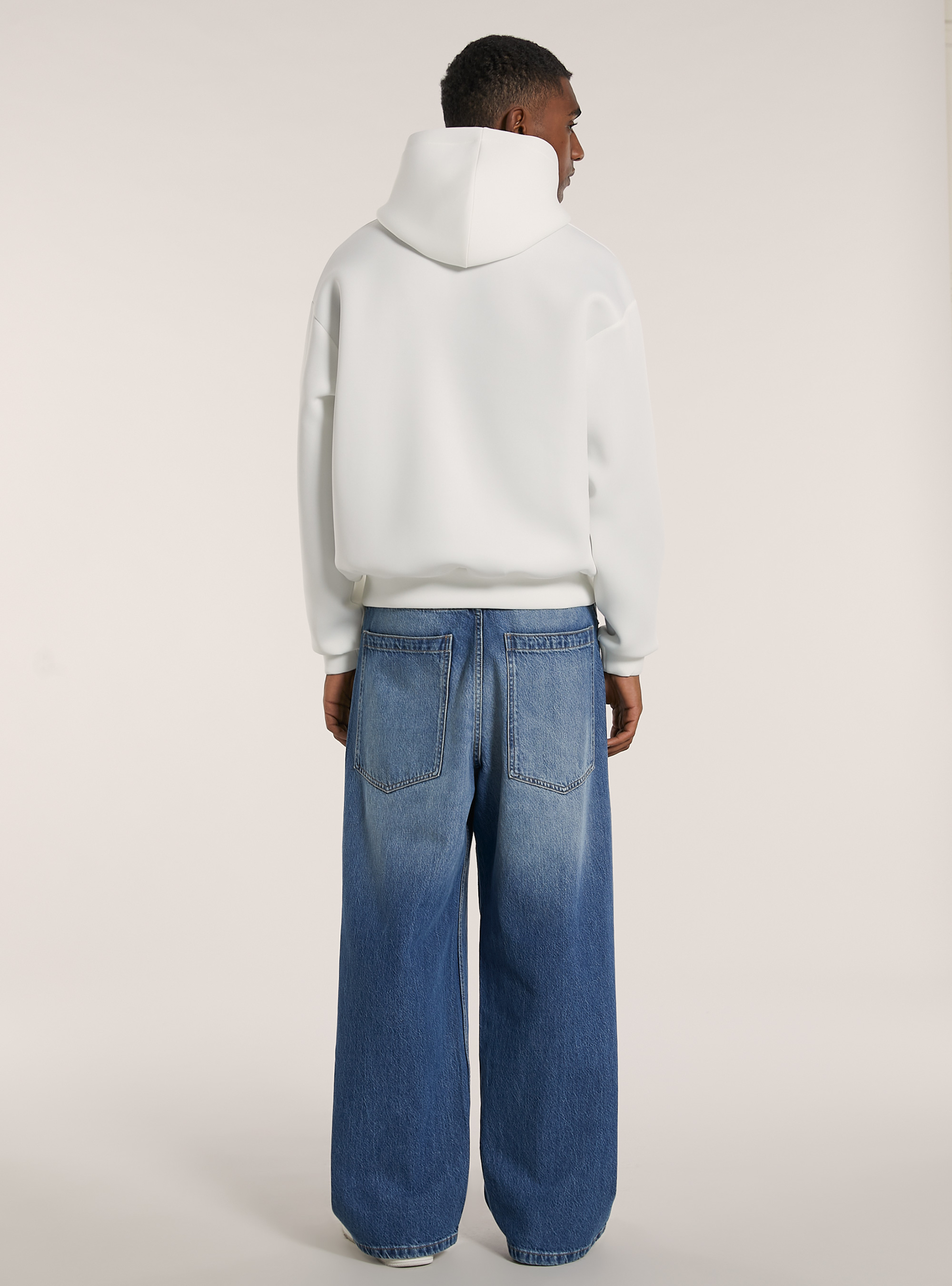 Sudadera boxy fit en tejido scuba, WH2 WHITE