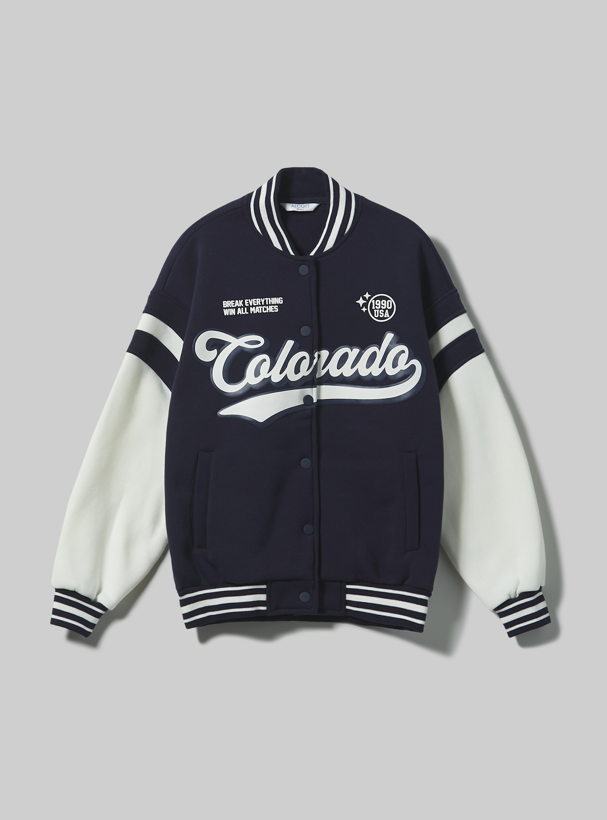 College Bomber Jacket with print, NA2 NAVY MEDIUM