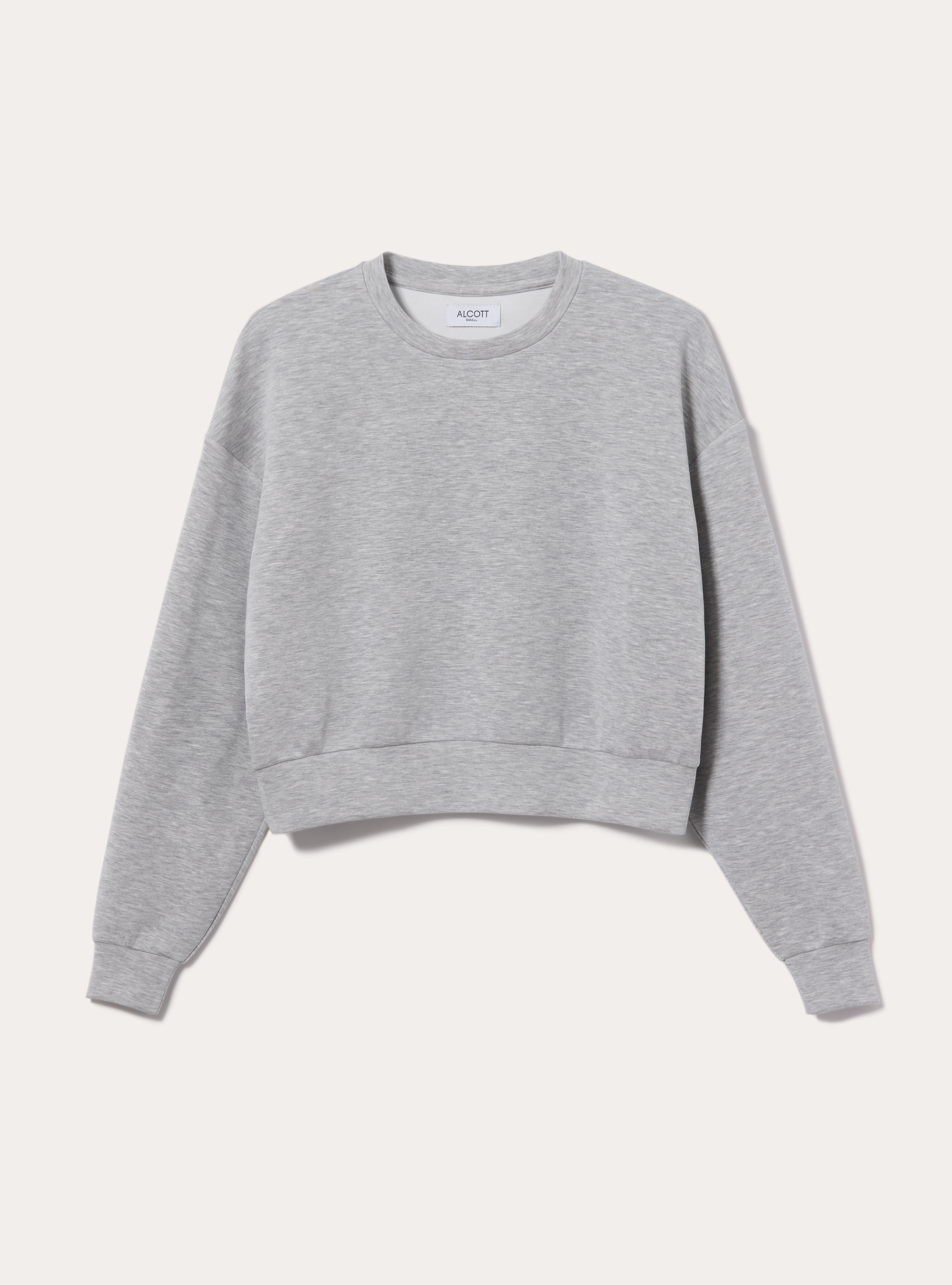 Gekürztes Sweatshirt aus weichem Scuba, MGY3 GREY MEL LIGHT