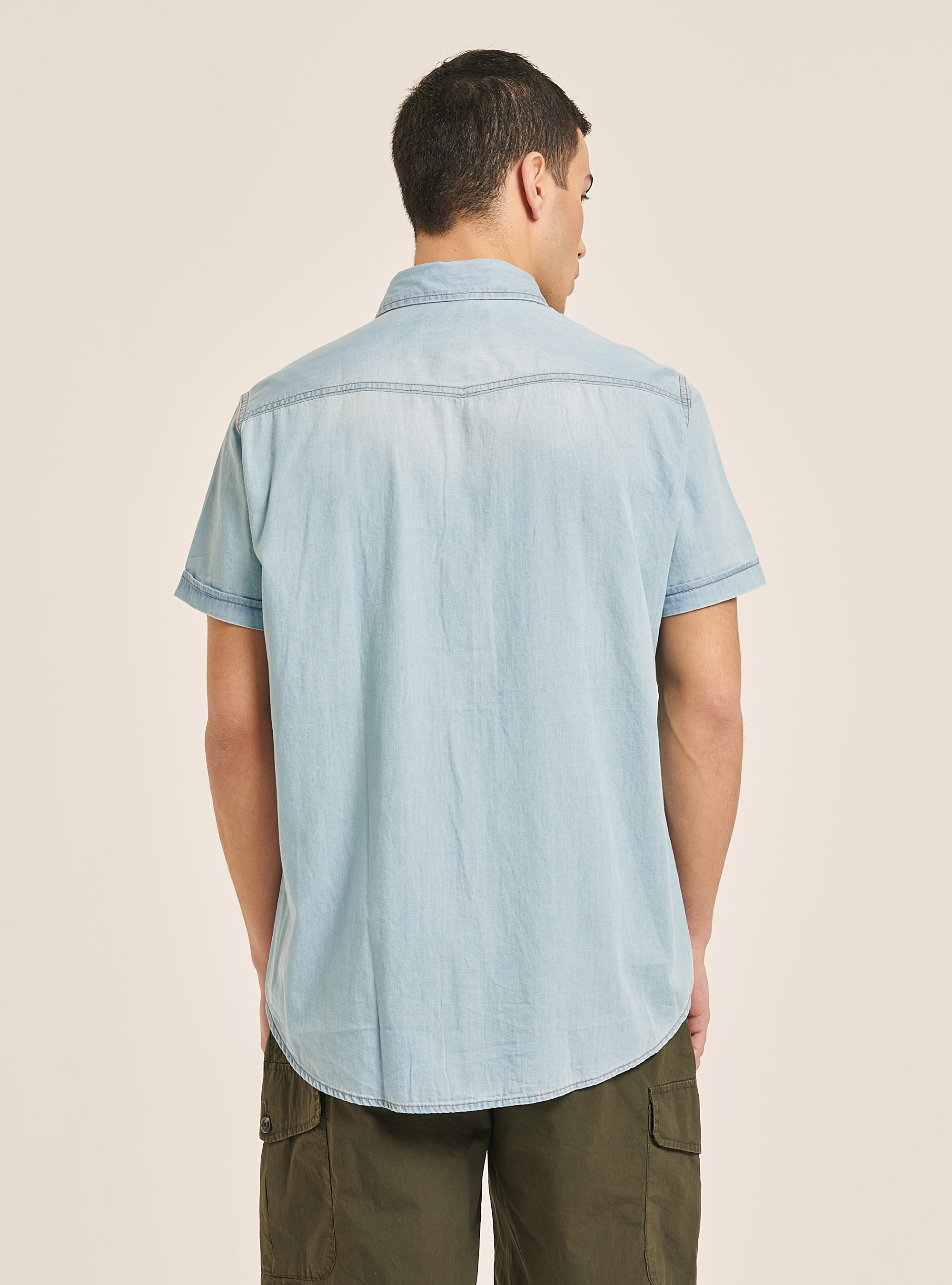Light denim shirt short sleeves, AZURE