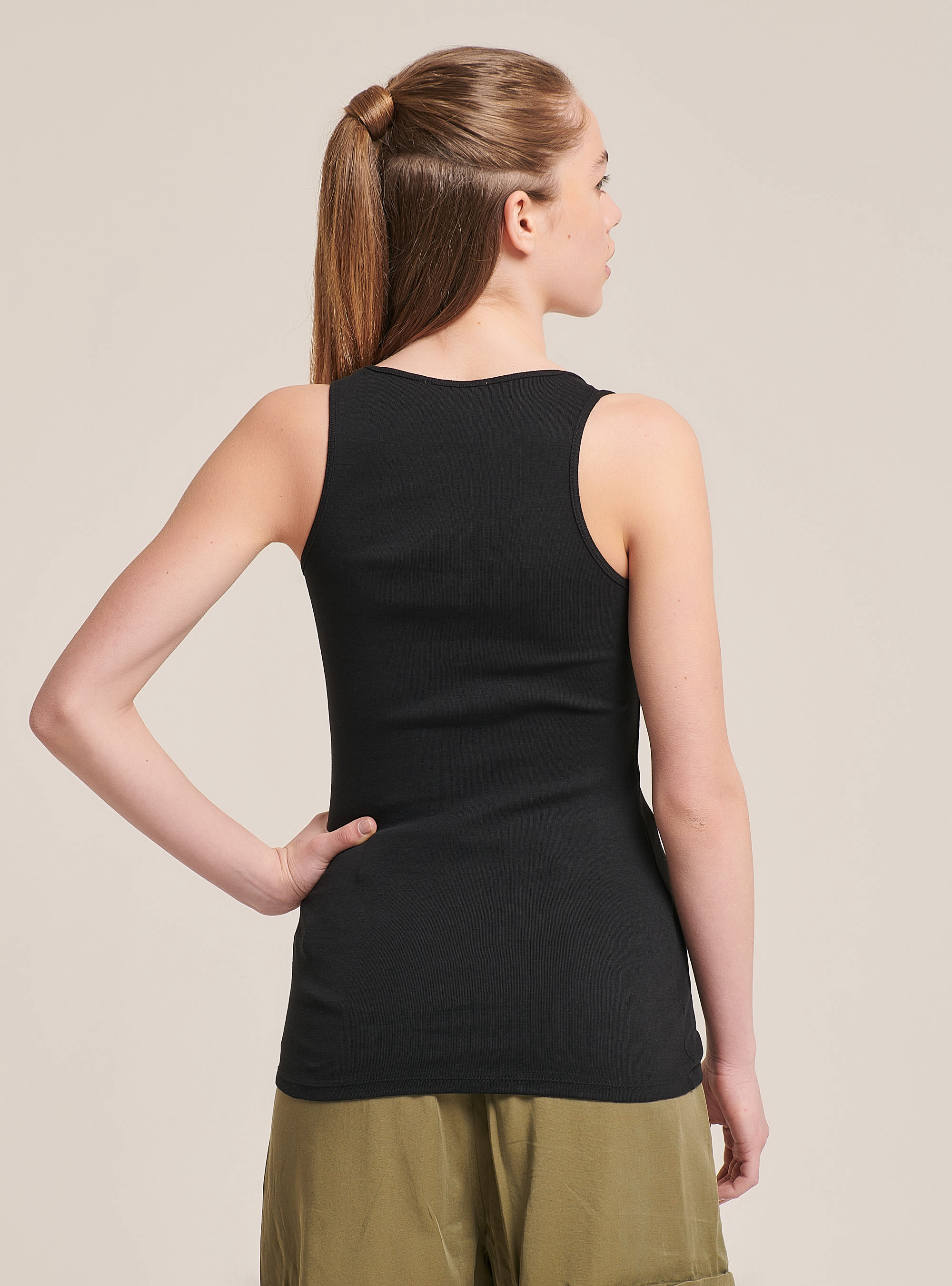 Débardeur côtelé essential en tissu stretch, C101 BLACK