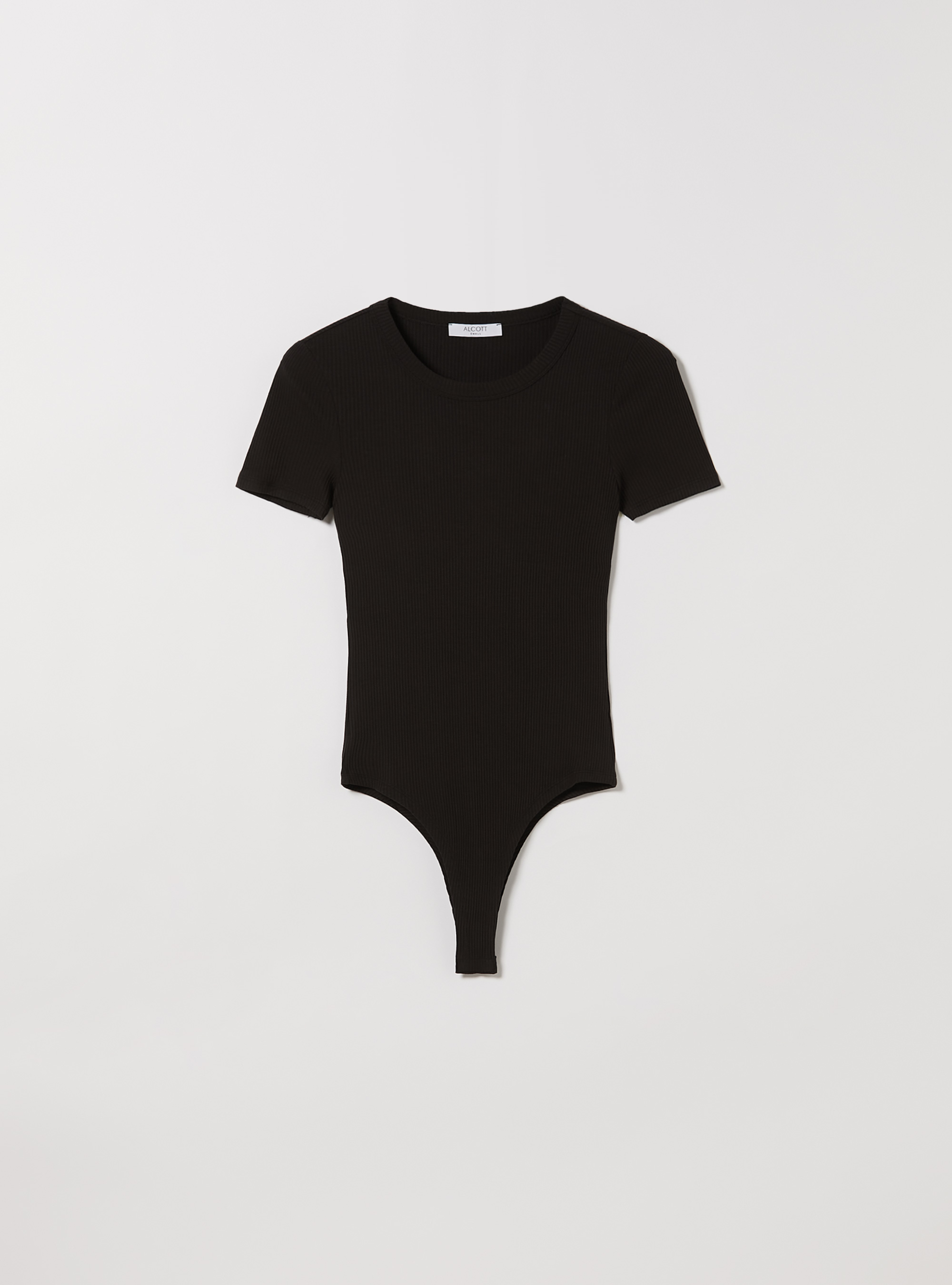 Gerippter Kurzarm-Body, BK1 BLACK