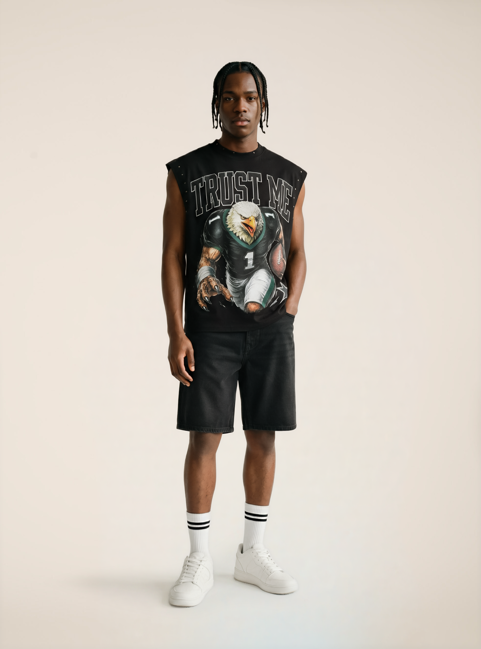 Canotta con stampa aquila, BK1 BLACK