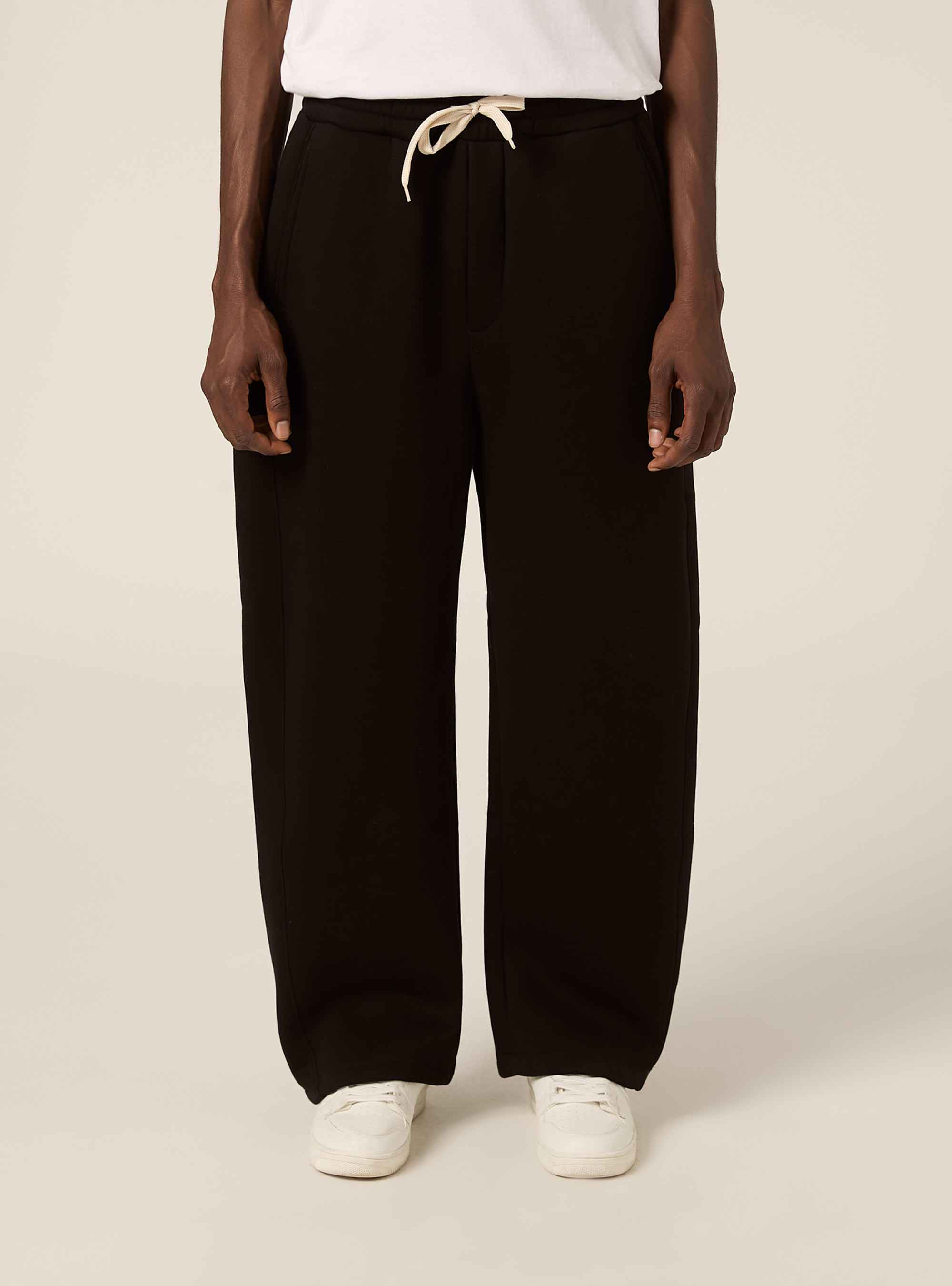 Barrel fit fleece trousers, BK1 BLACK