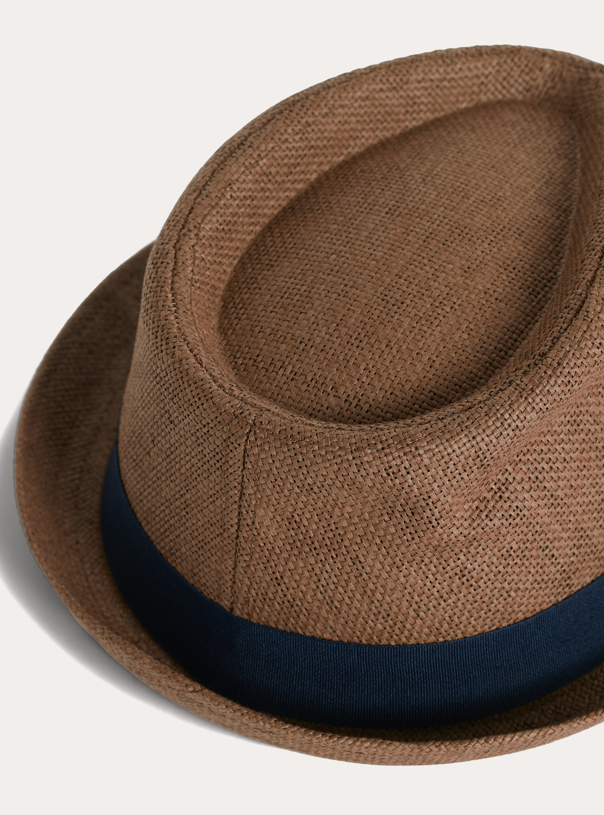 Cappello in raffia con banda a contrasto, BR2 BROWN MEDIUM
