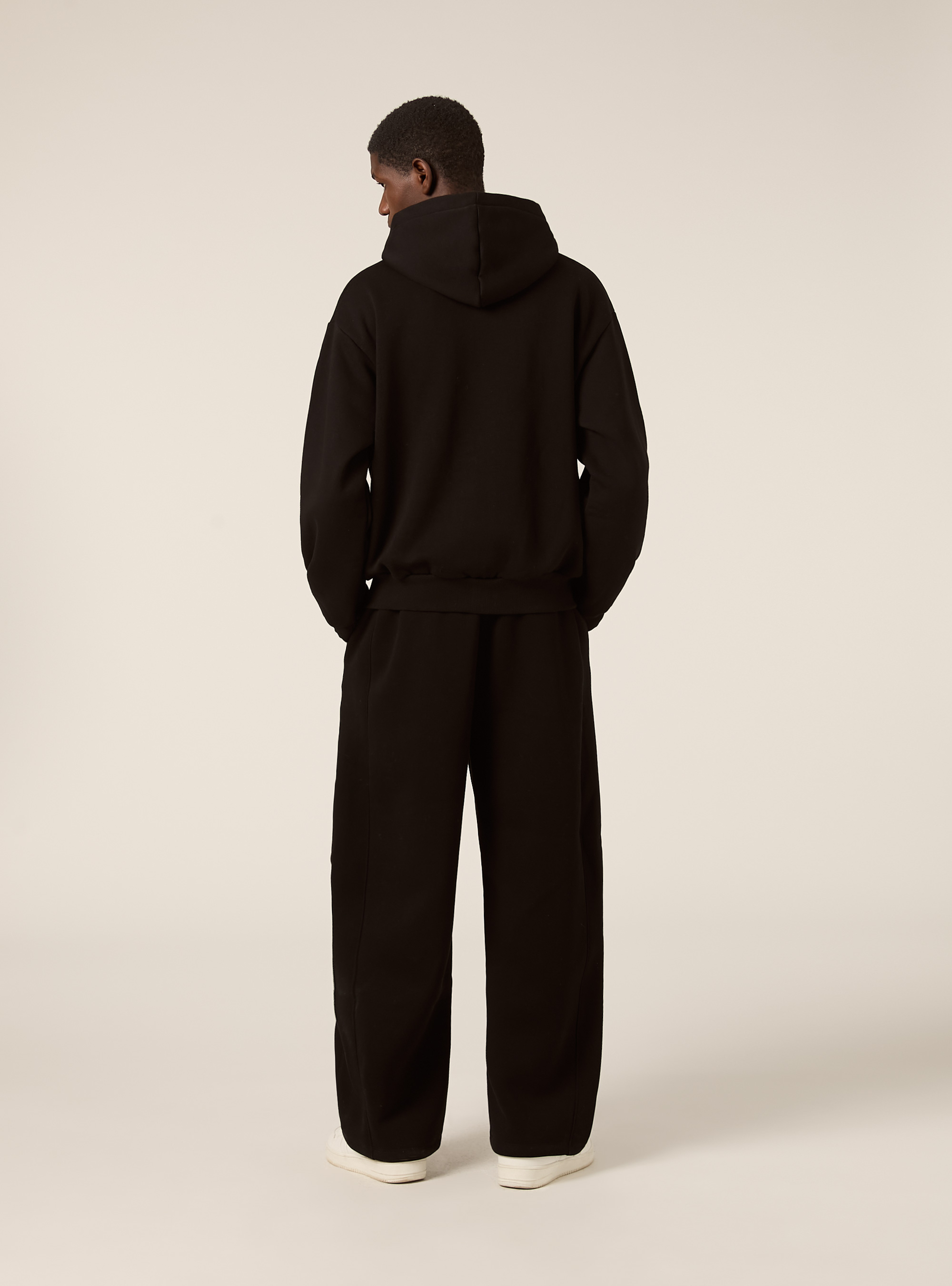 Boxy fit zip-up hoodie, BK1 BLACK