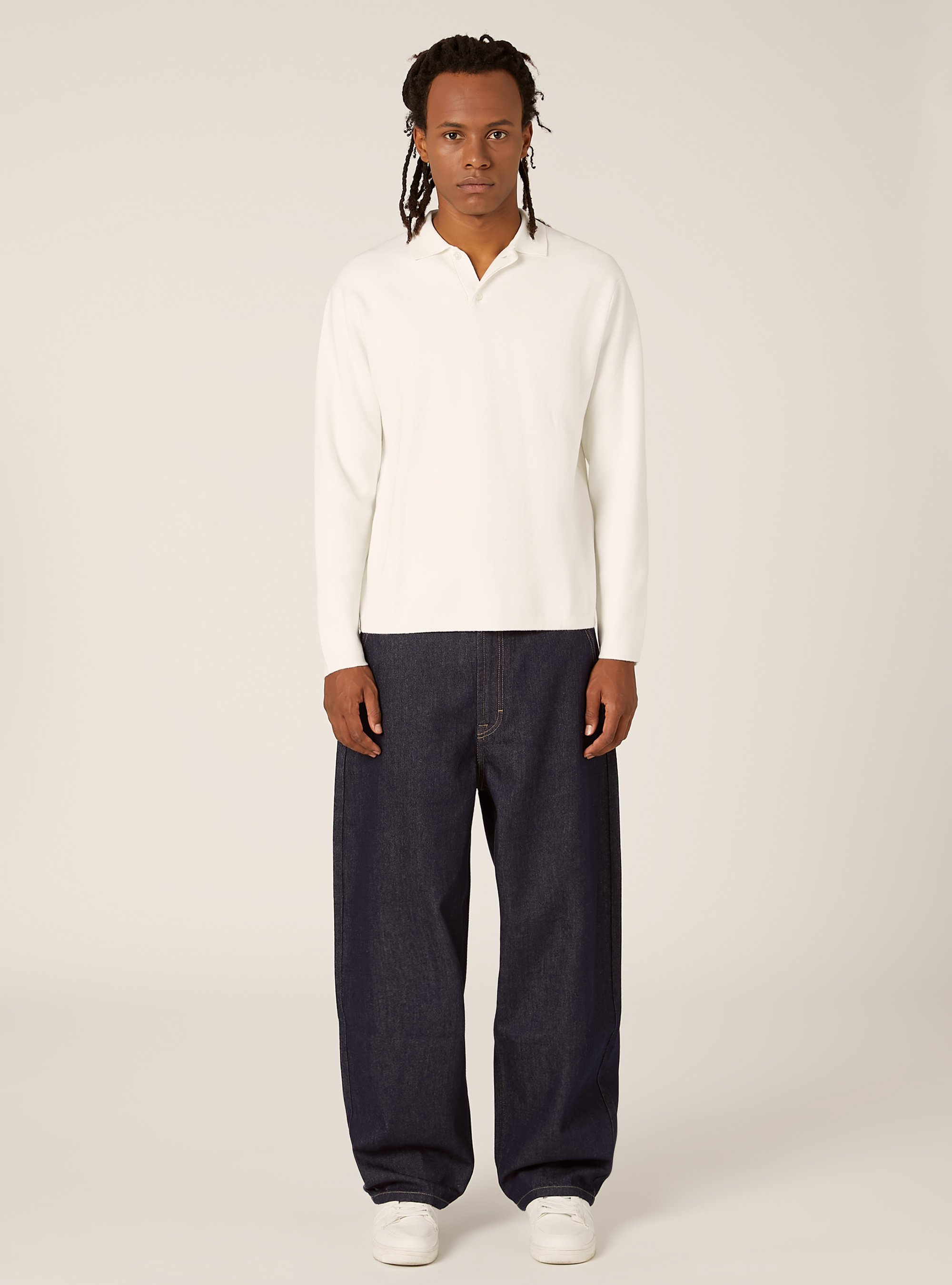 Polo in maglia in misto viscosa, WH2 WHITE