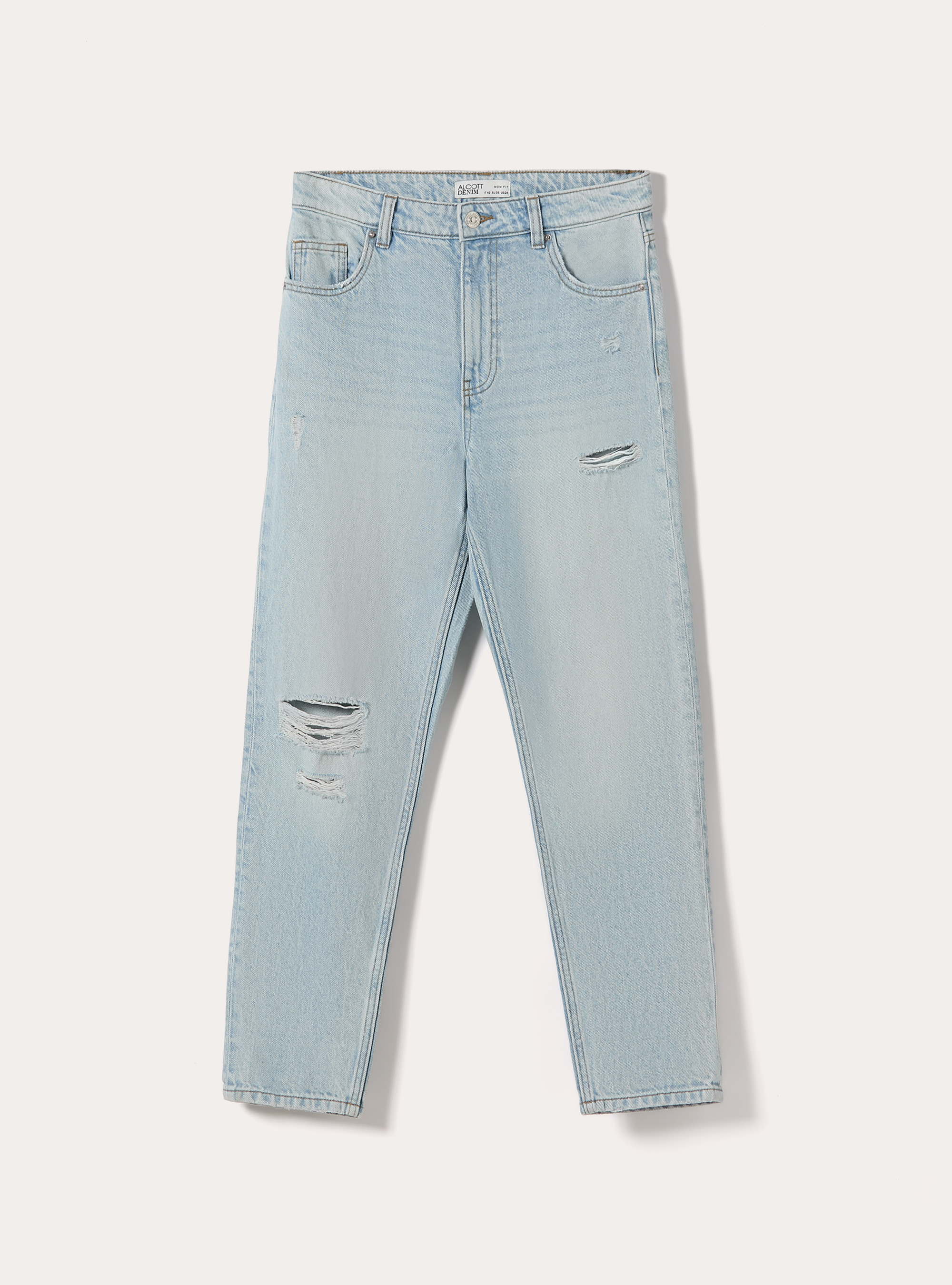Mom fit jeans with rips, D007 LIGHT AZURE