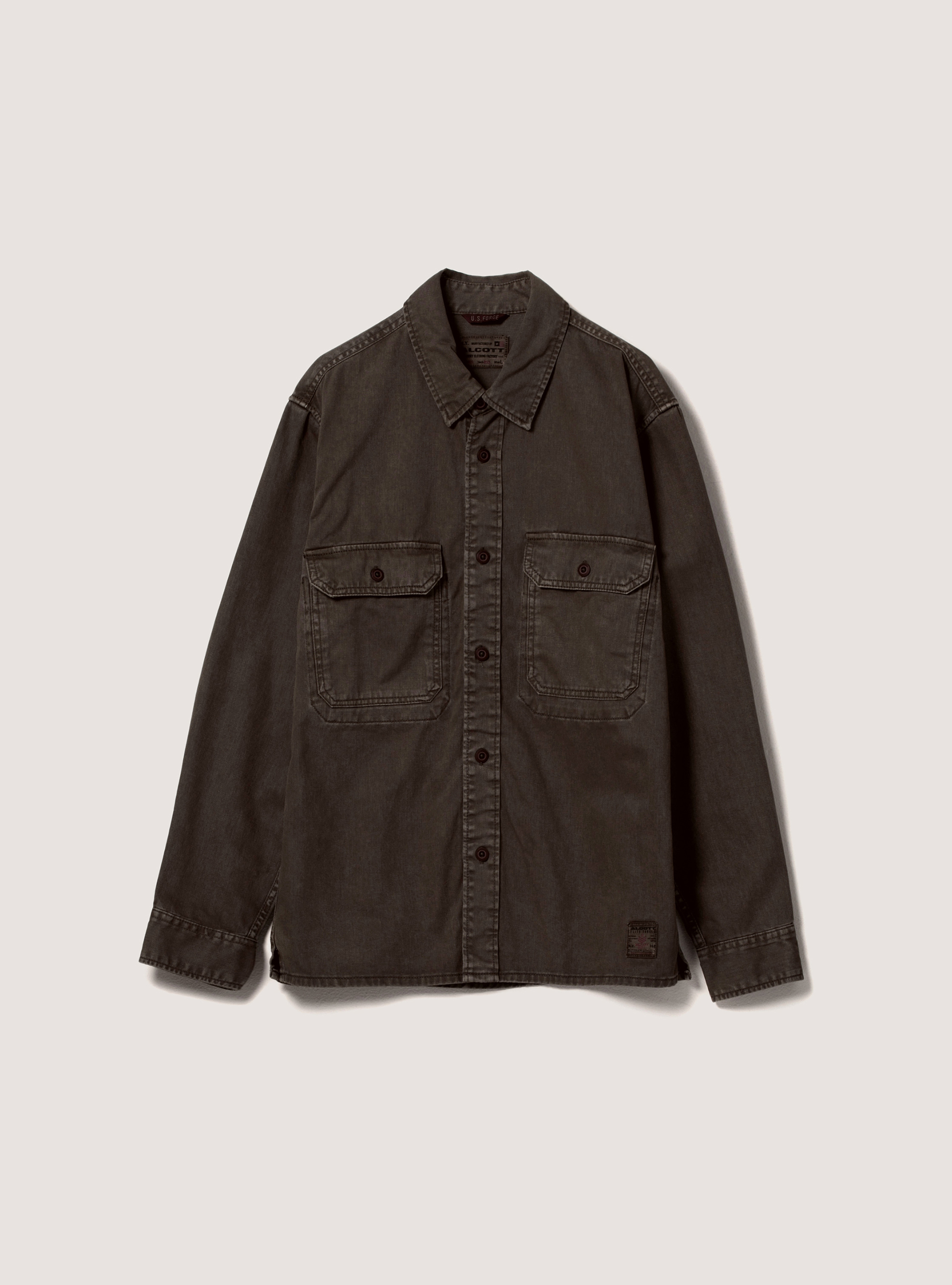 Camicia Army con tasconi in cotone, BR1 BROWN DARK