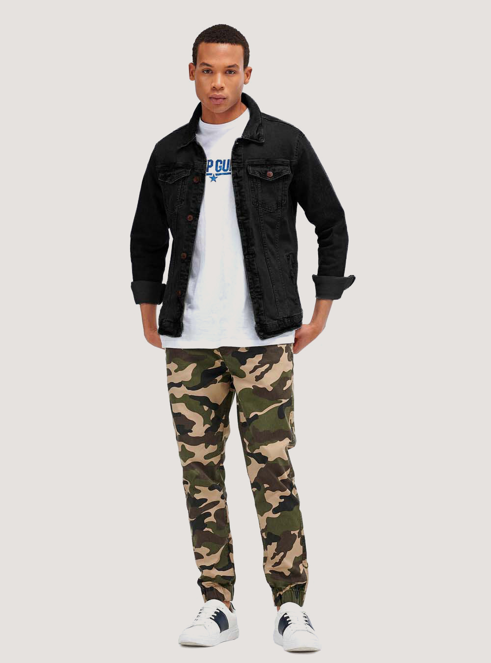 Denim comfort stretch jacket, BLACK