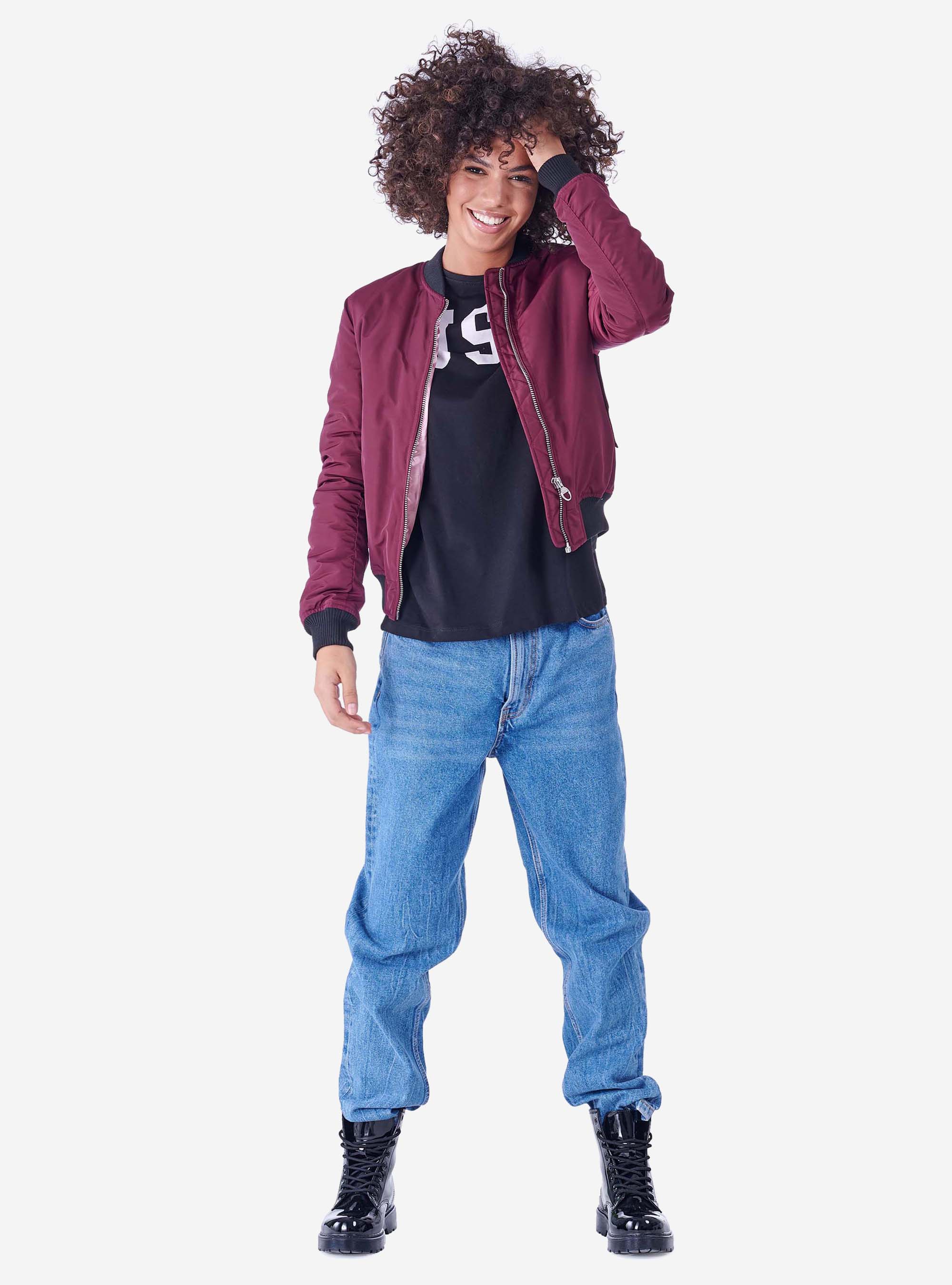 SATINATED BOMBER, C302 BORDEAUX