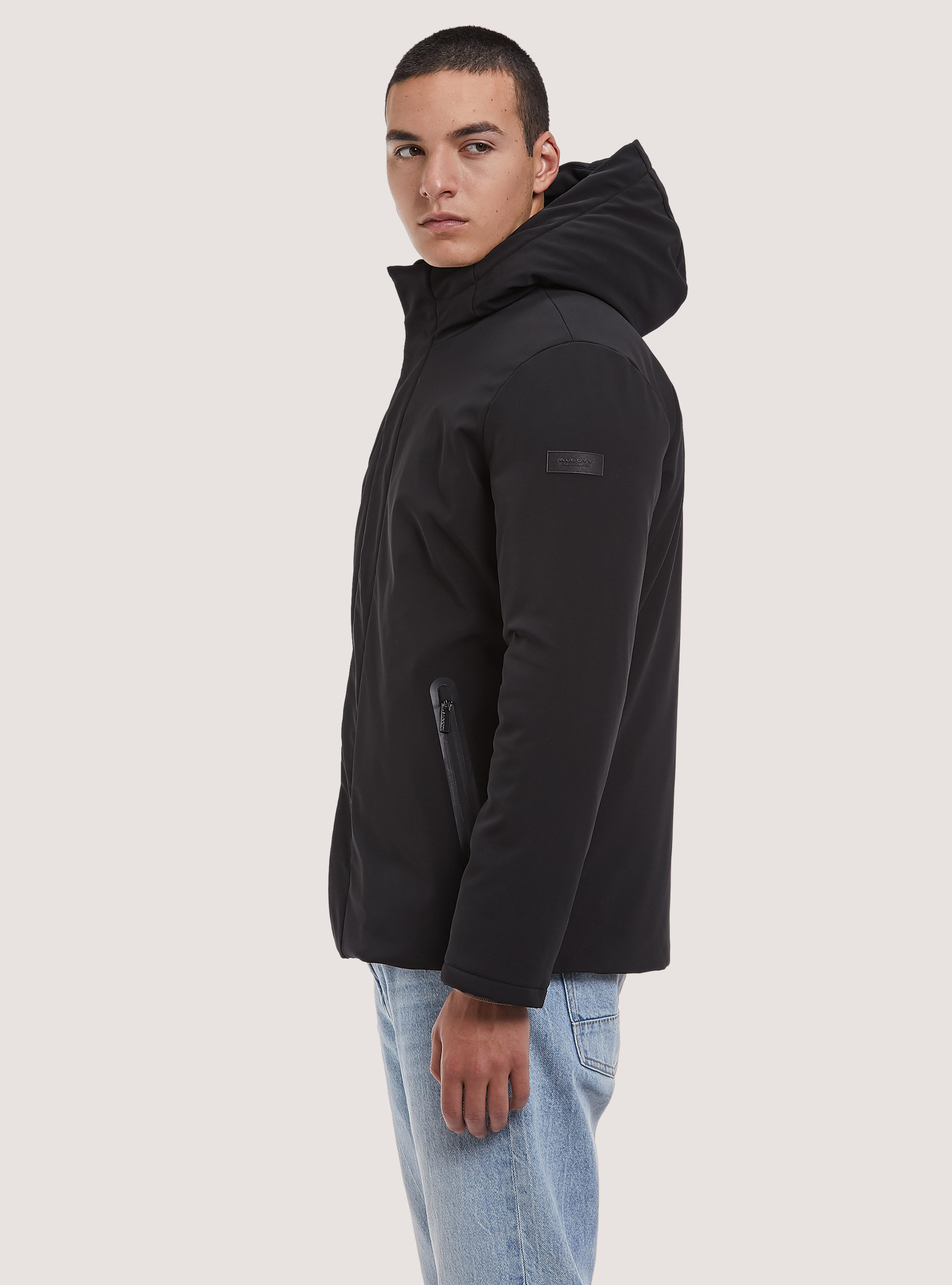 Technical fabric jacket with recycled padding, BK1 BLACK