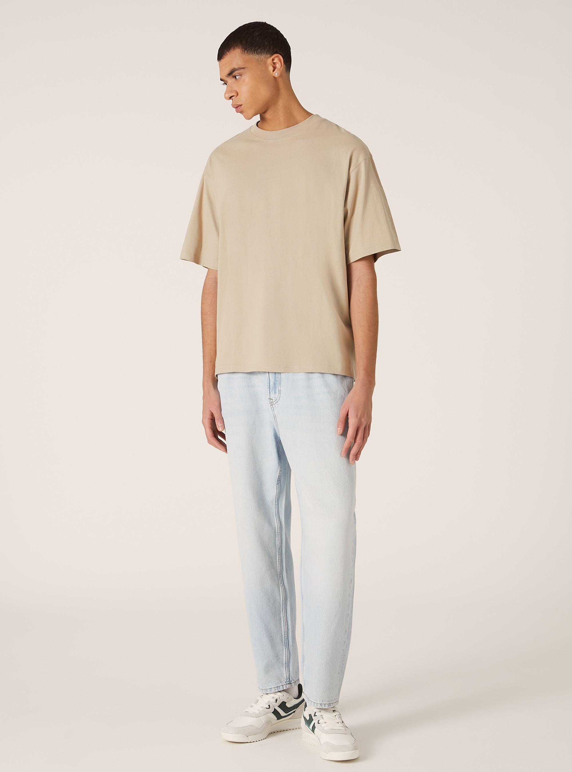 Boxy fit cotton T-shirt, BG2 BEIGE MEDIUM