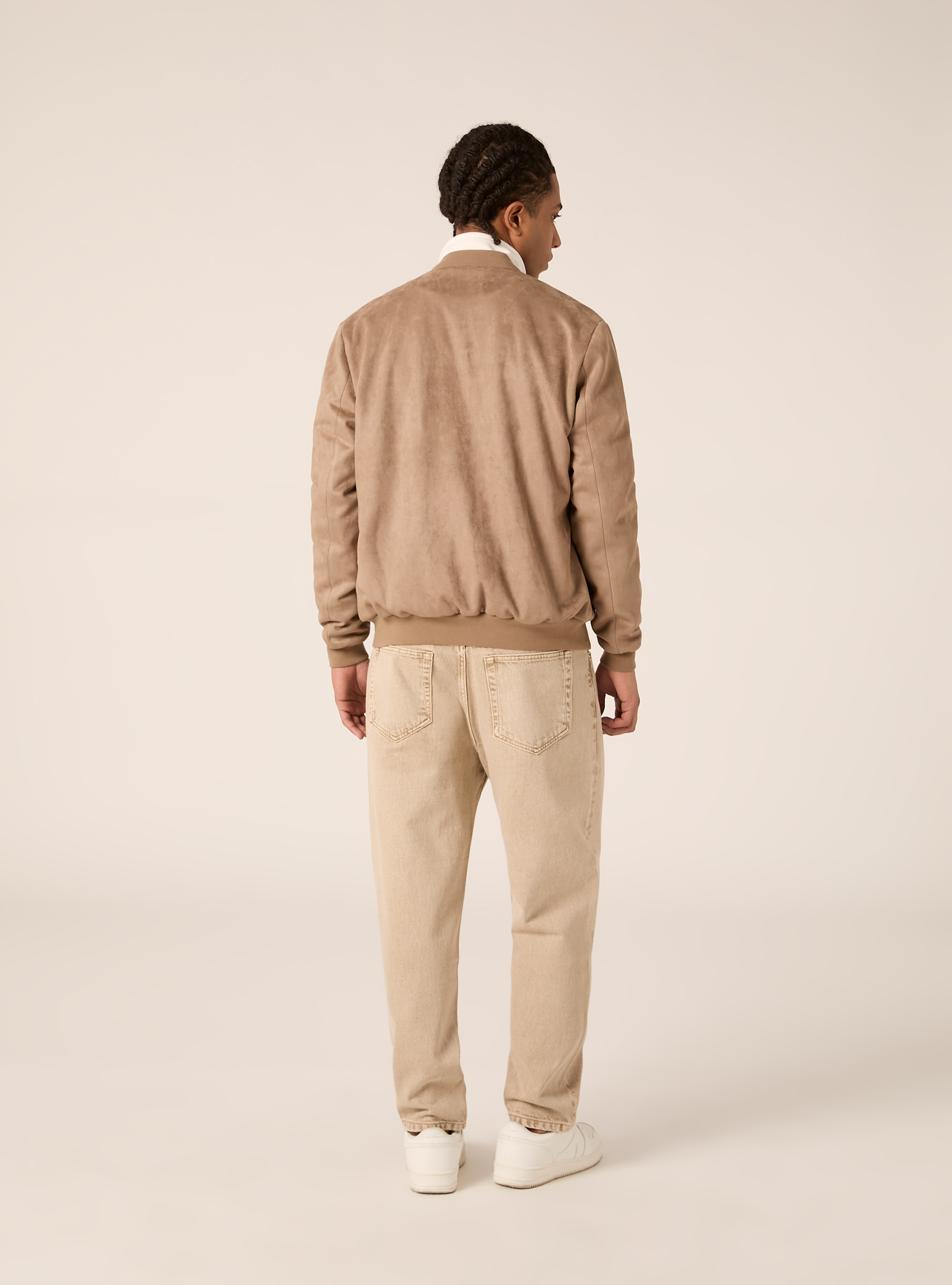 Suede-effect bomber jacket, BR2 BROWN MEDIUM