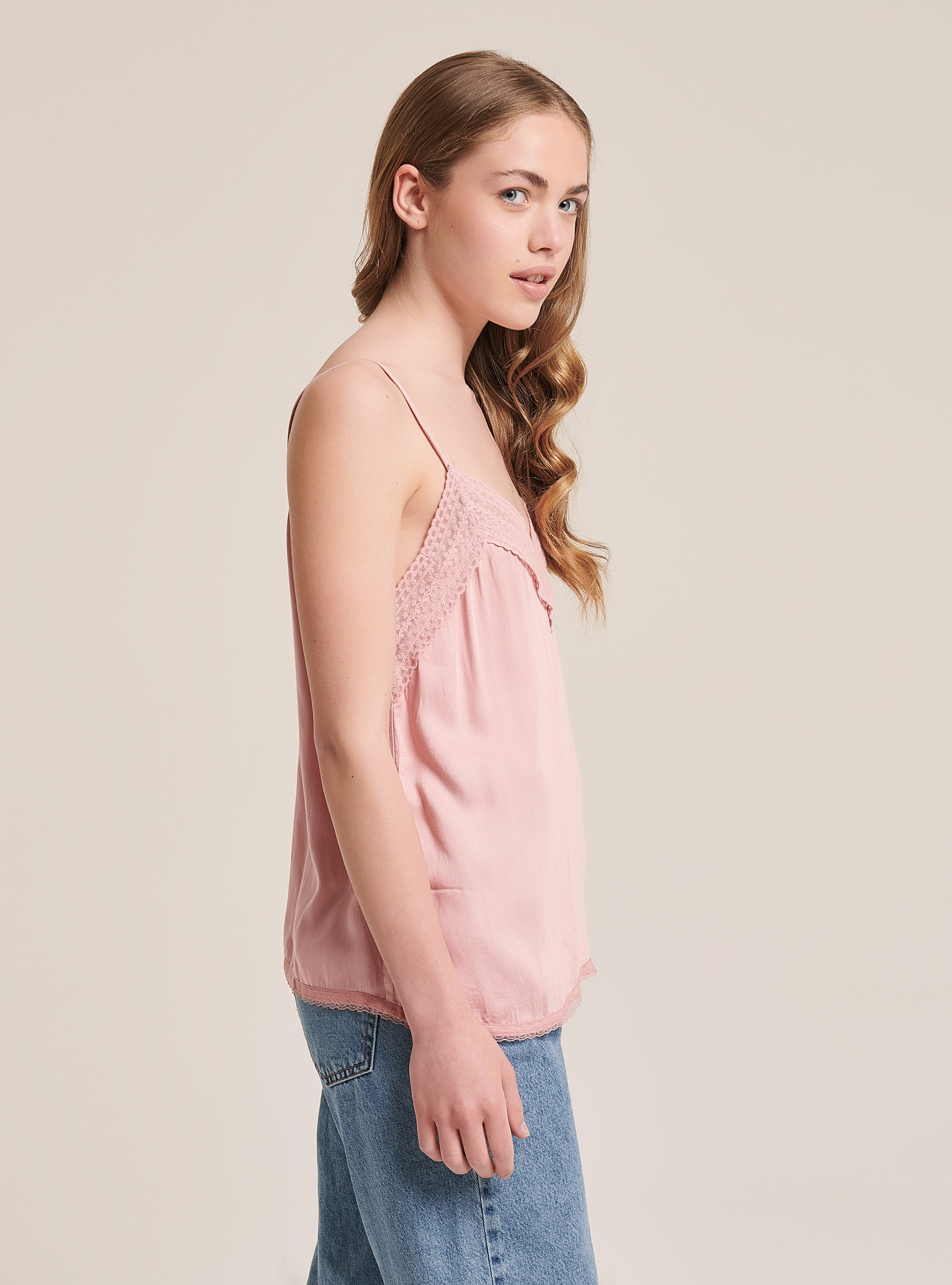 Top with lace details, PINK