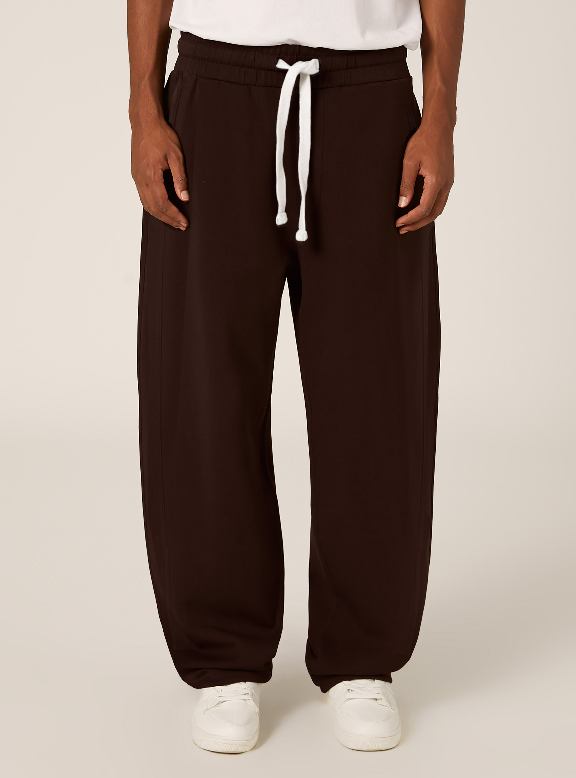 Barrel fit fleece trousers, BR1 BROWN DARK