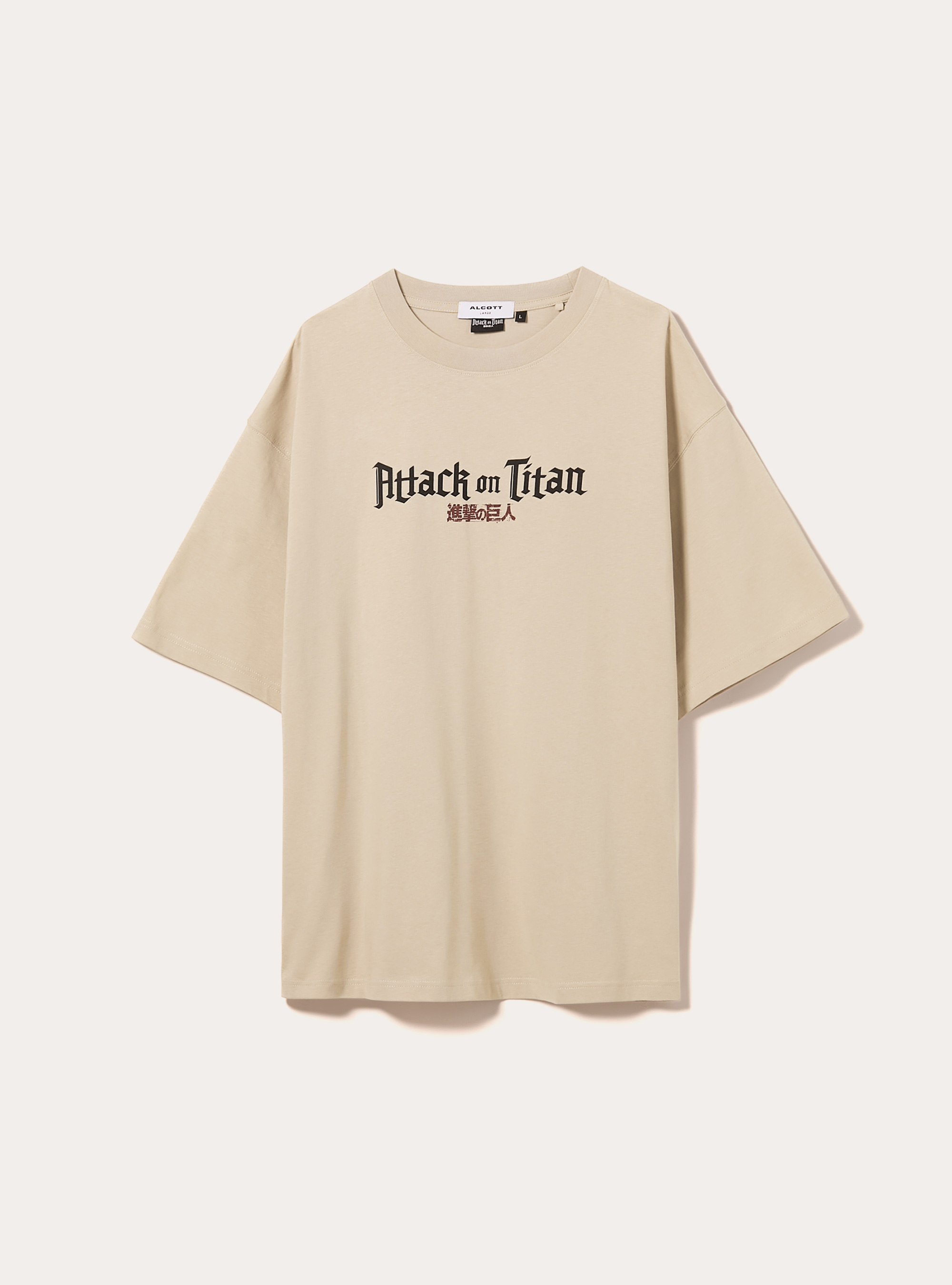 T-shirt attack on titan boxy fit, BG2 BEIGE MEDIUM