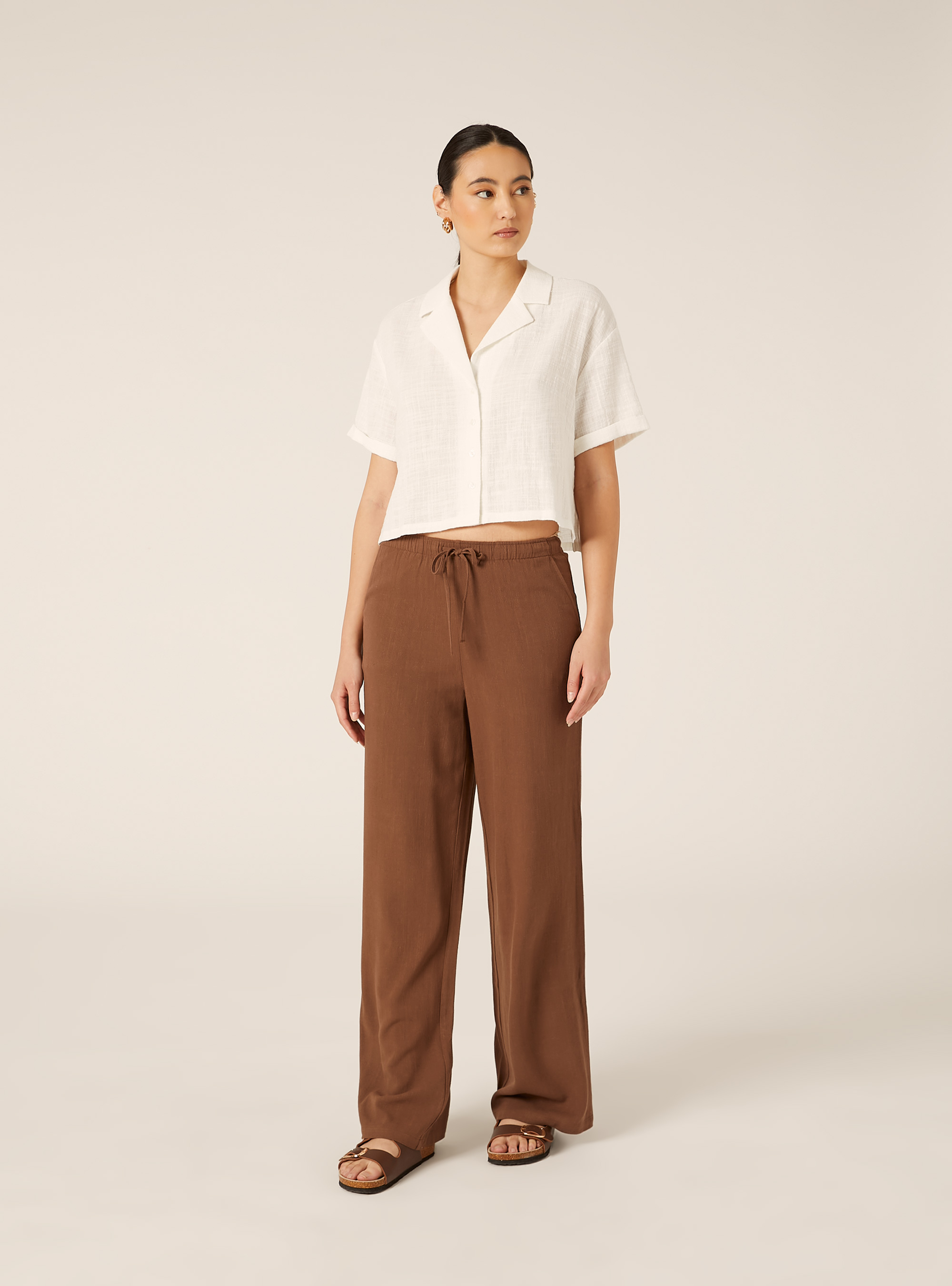 Camicia maniche corte crop, WH2 WHITE
