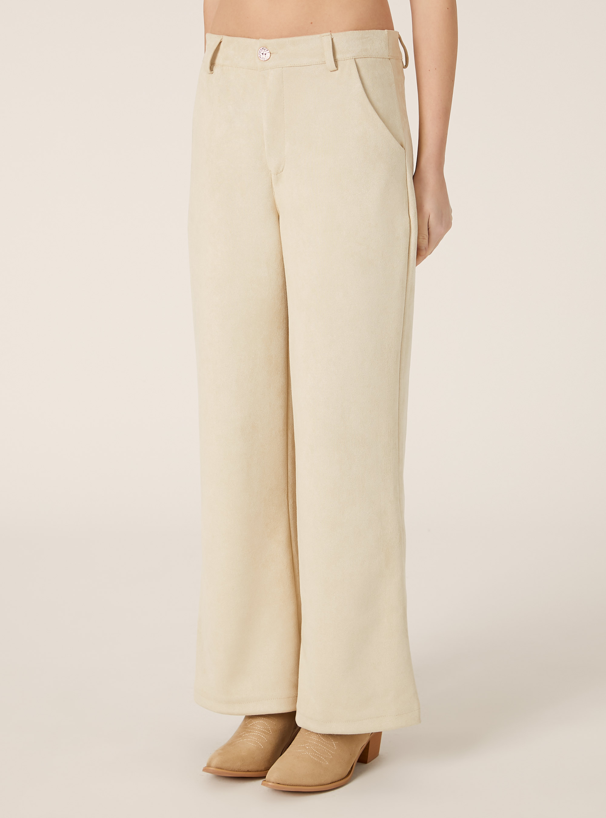 Suede-effect tailoring trousers, BG3 BEIGE LIGHT