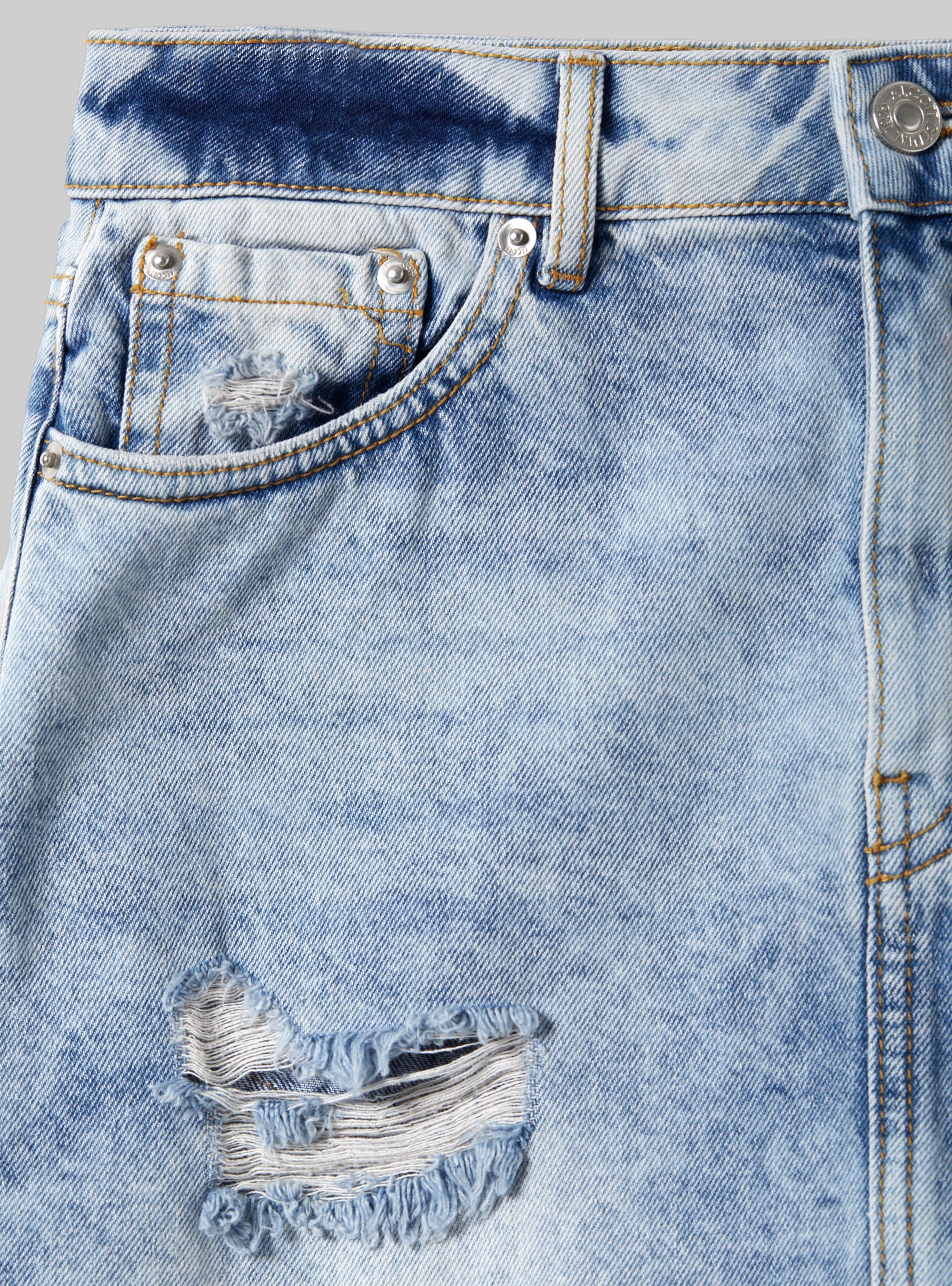 Denim skirt with rips, BLUE