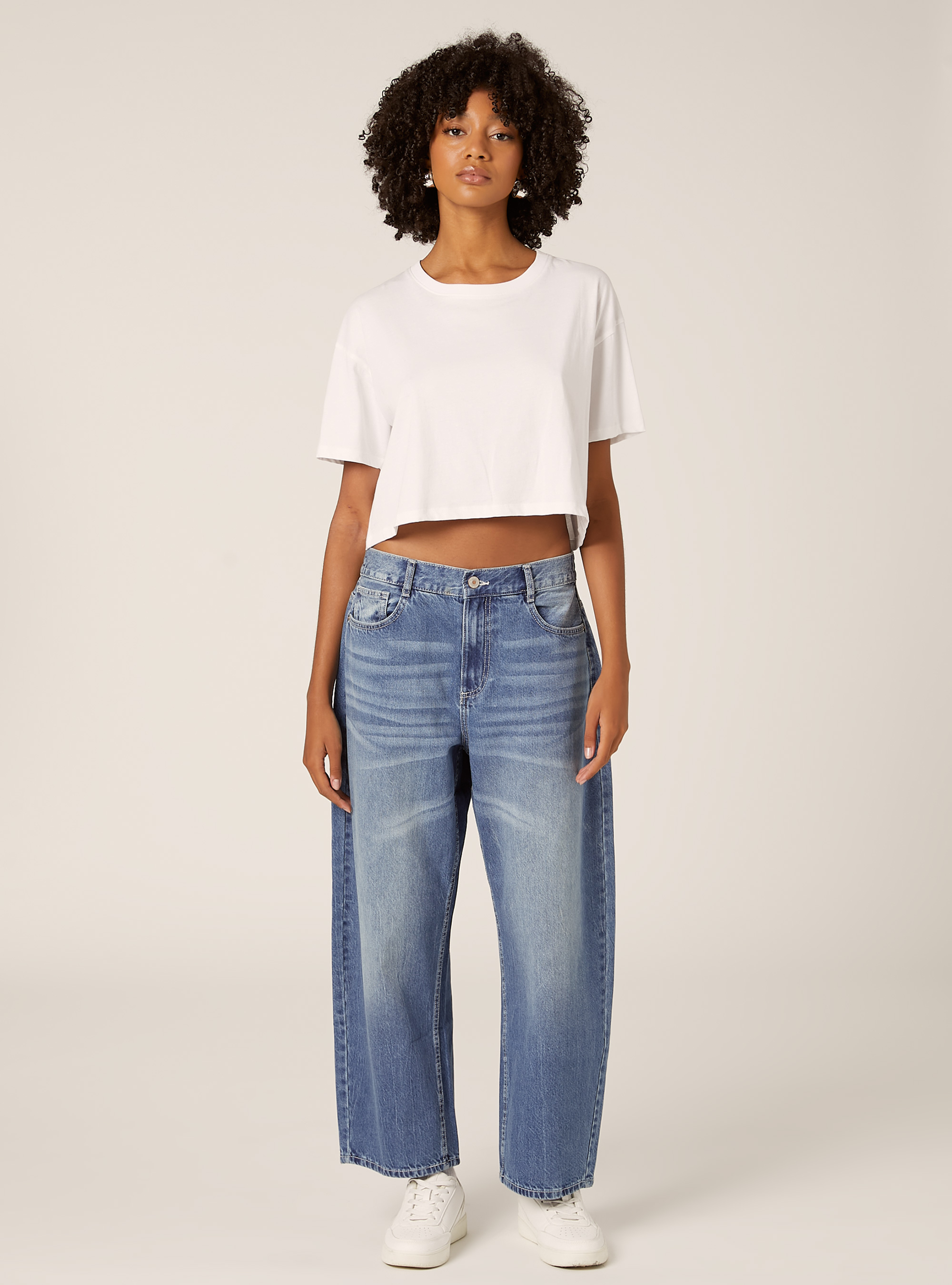 Vaqueros con corte barrel, D003 MEDIUM BLUE