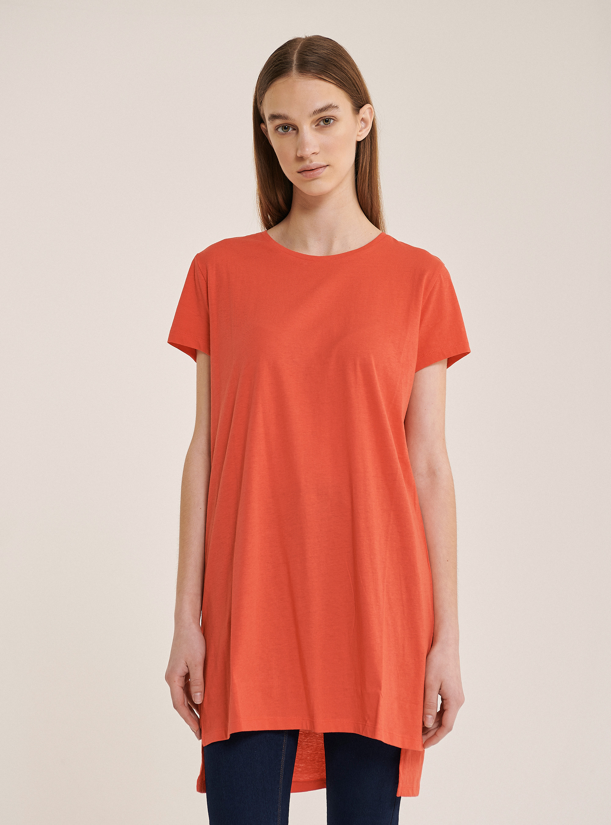 Einfarbigen oversize T-shirt aus Baumwolle, C3400 CORAL