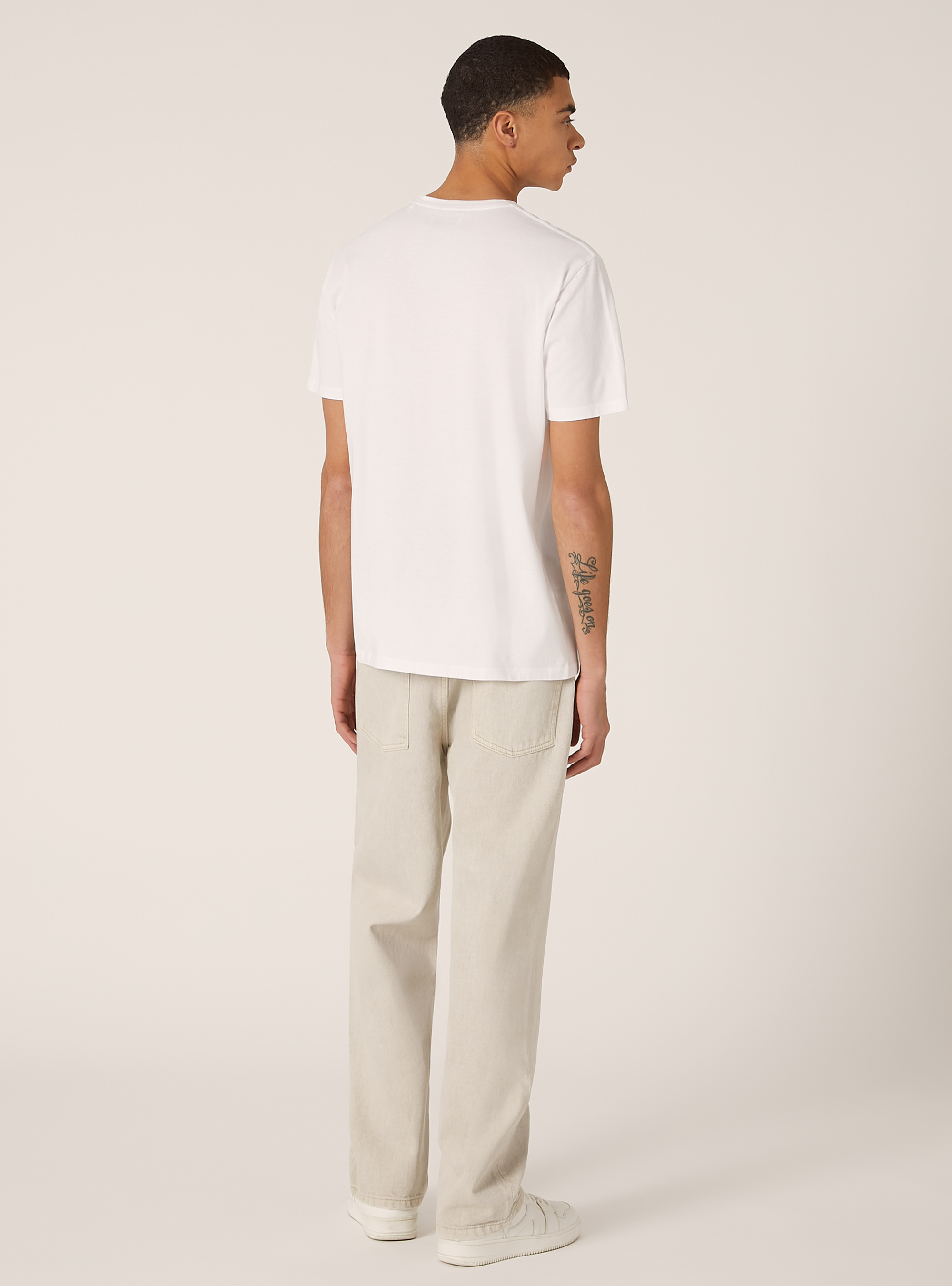 Cotton crew neck t-shirt, WH3 WHITE