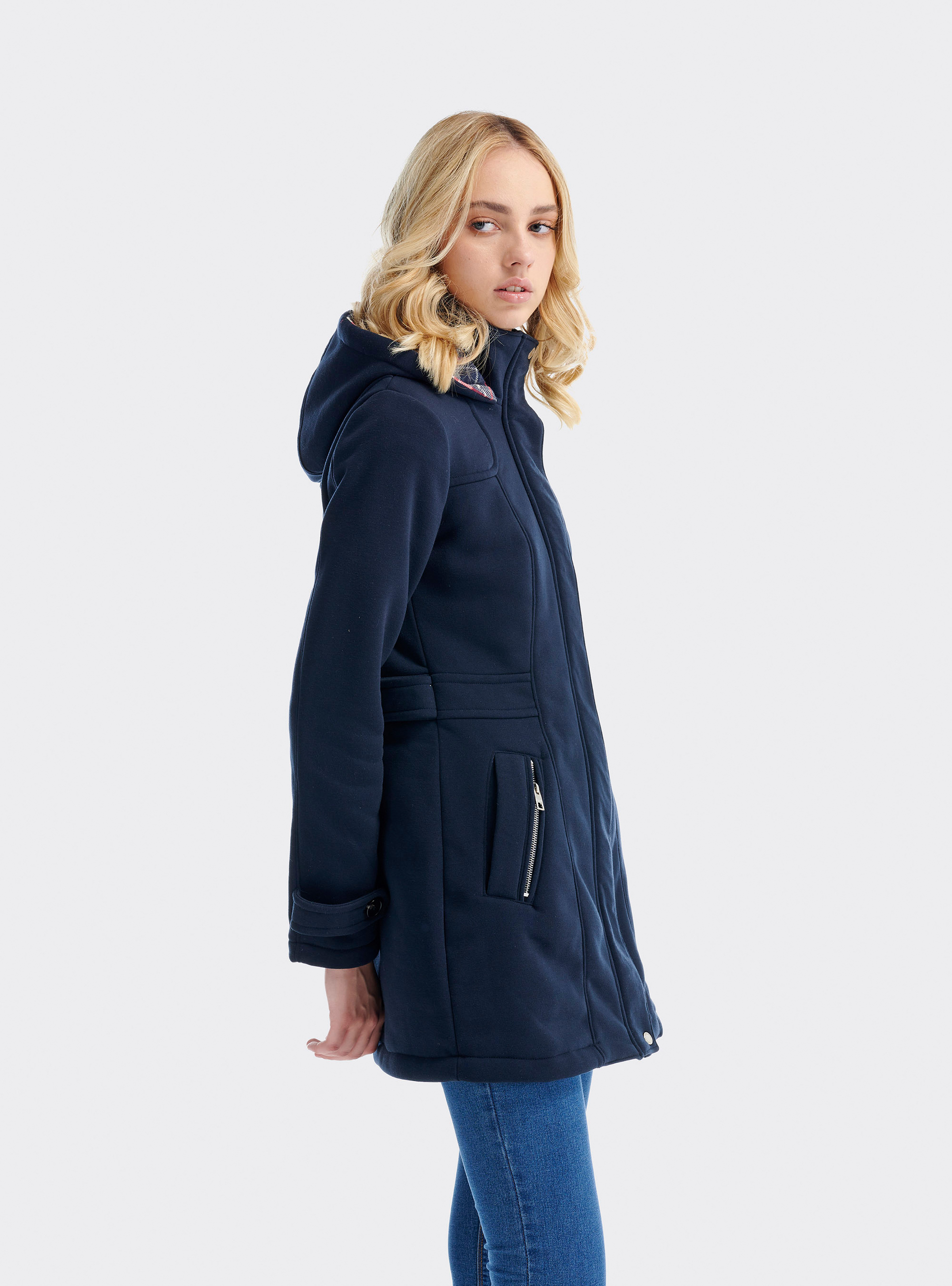 Parka polar con capucha, AZUL MARINO