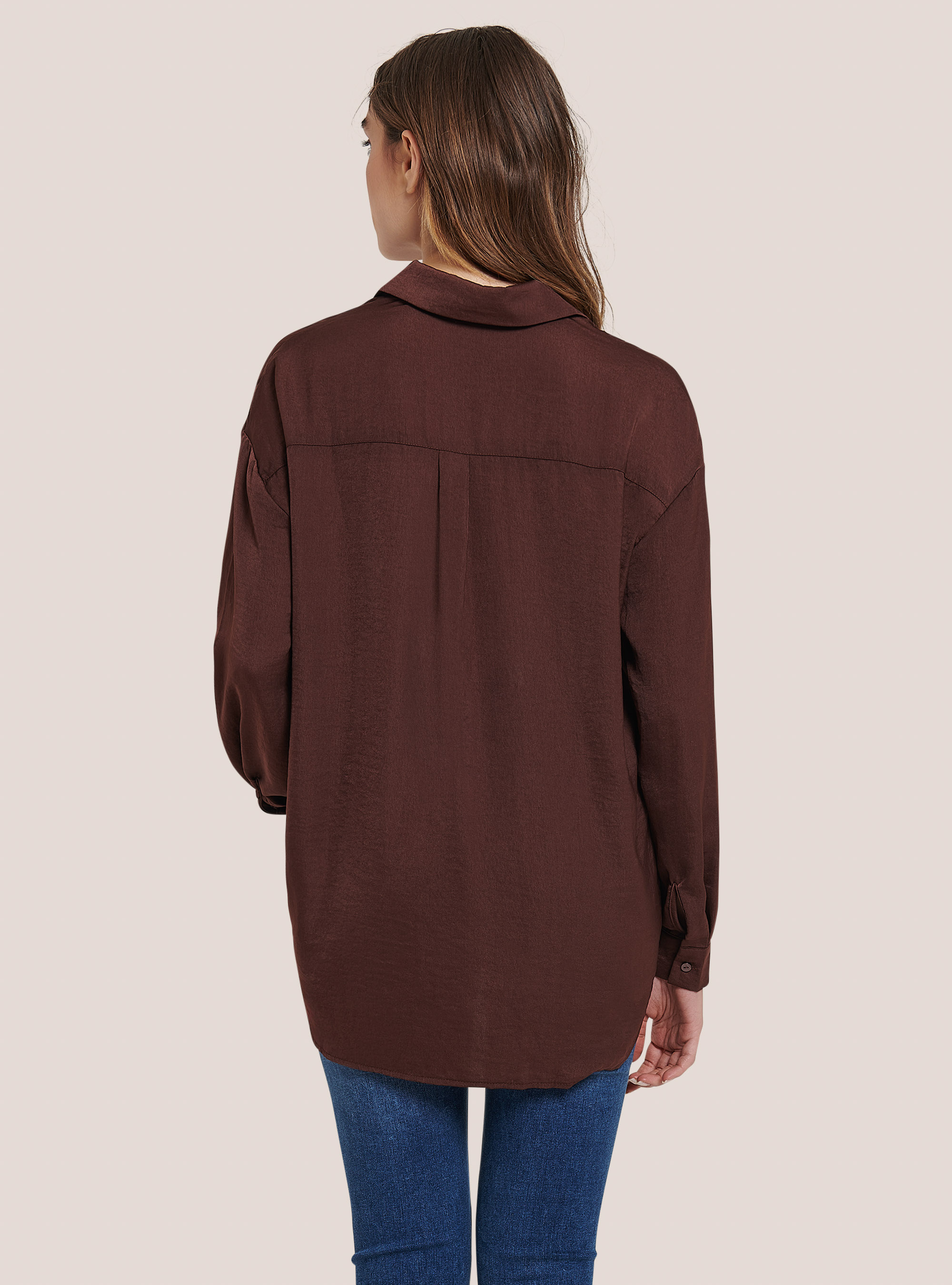 Satin shirt, C5610 BROWN
