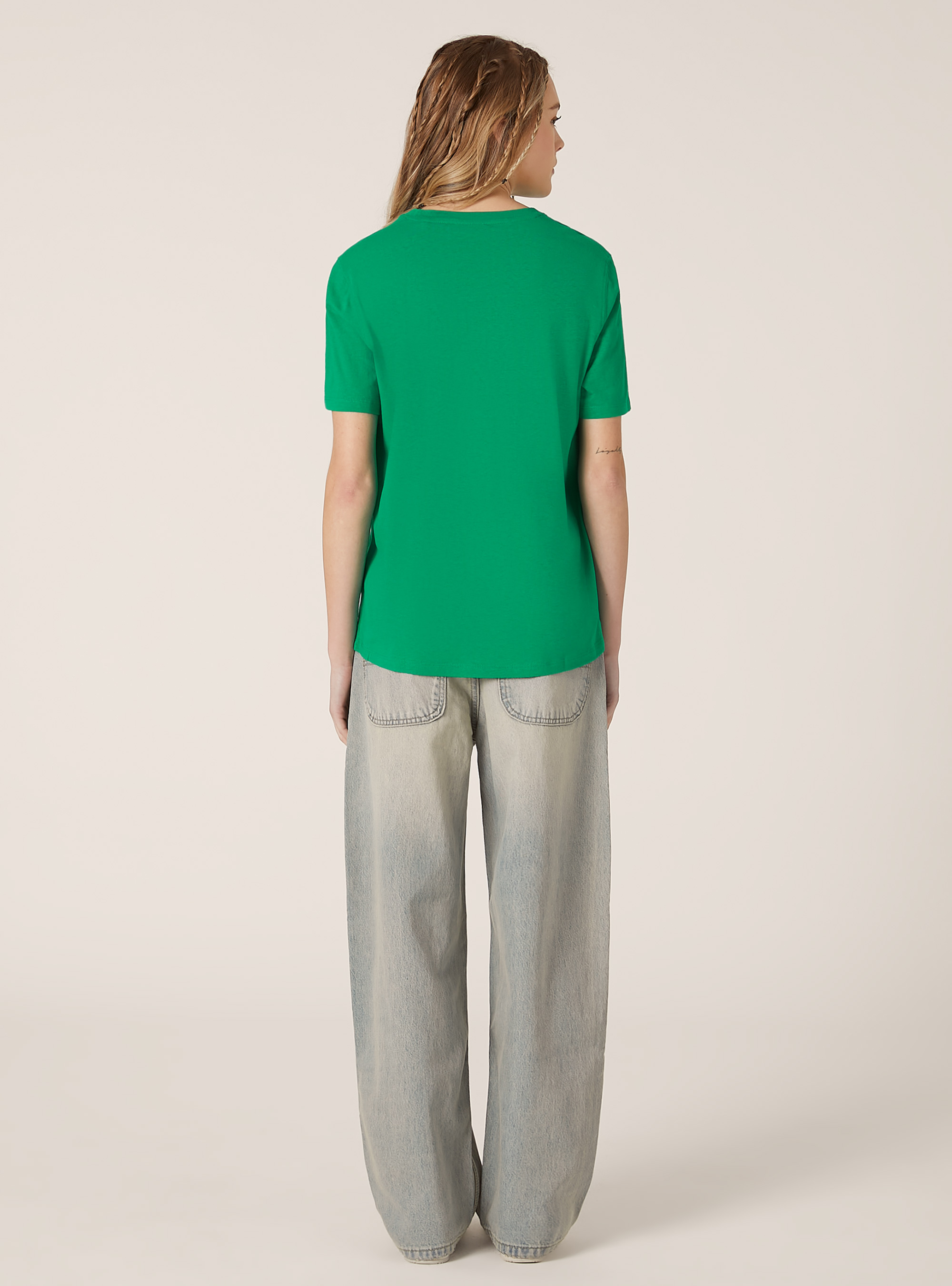 Camiseta de algodón con cuello redondo, GN2 GREEN MEDIUM