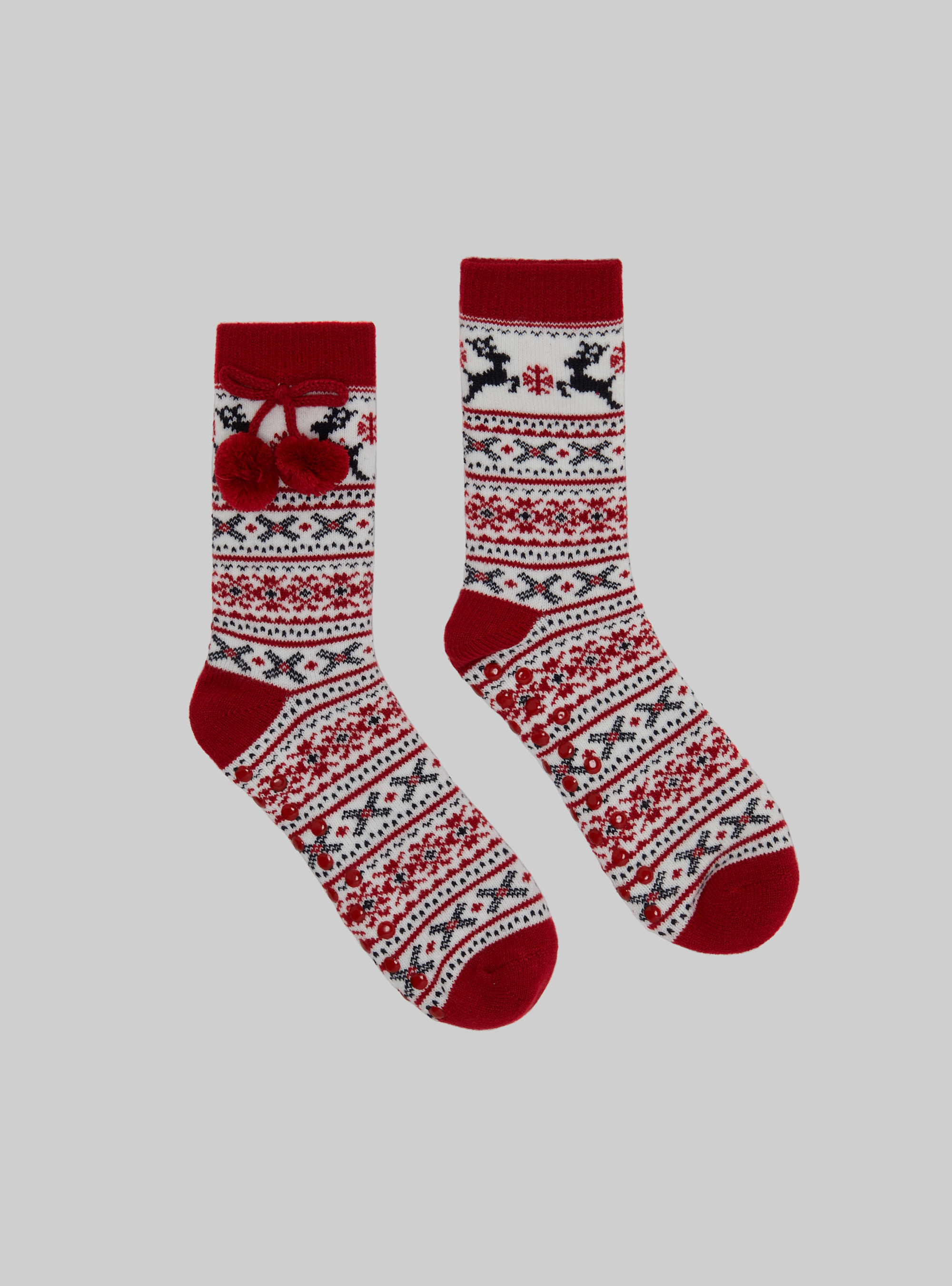 Calzini natalizi con pon pon, RD2 RED MEDIUM