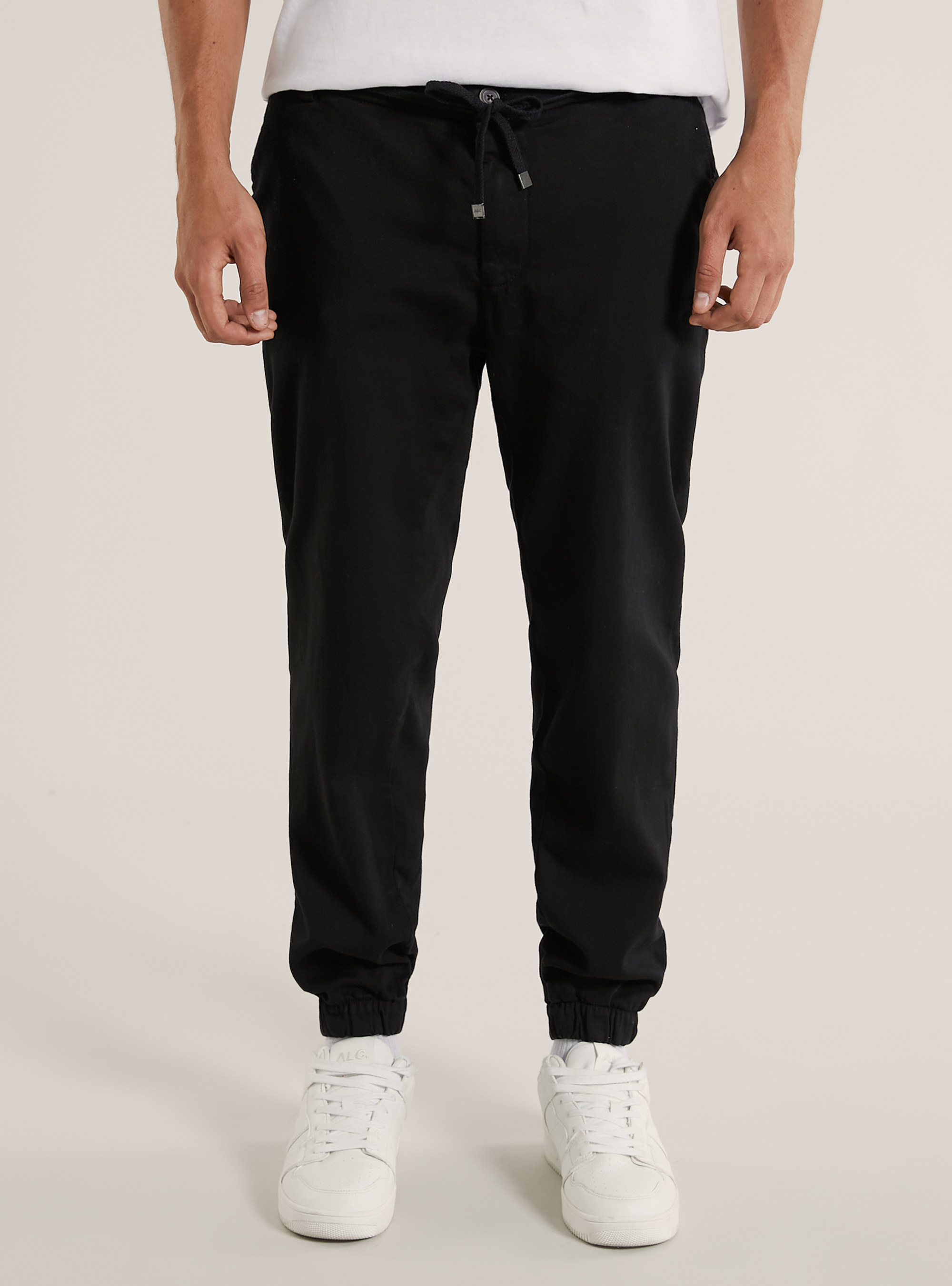 Jogger trousers with drawstring, BK1 BLACK
